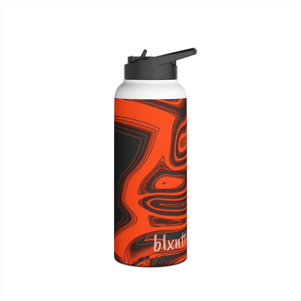 Orange & Black Trippy Football Water Bottle