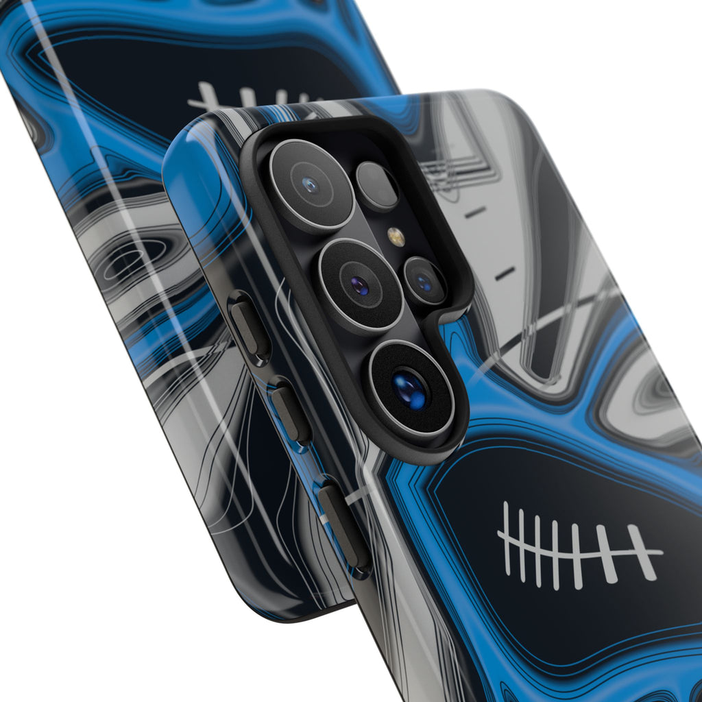 Sky Blue, Black & Silver Trippy Football Phone Case