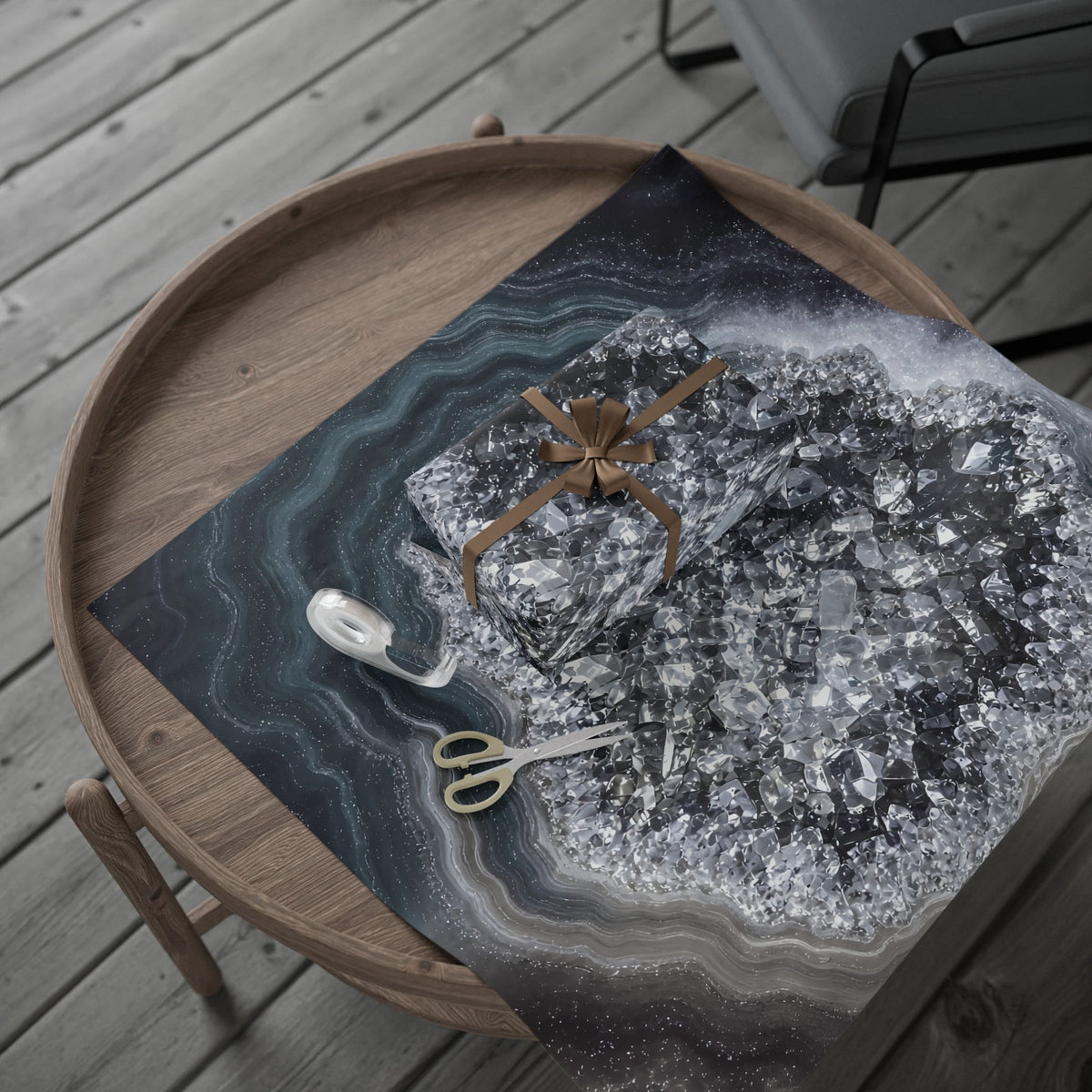 Geode Core - Silver Smoke Wrapping Paper