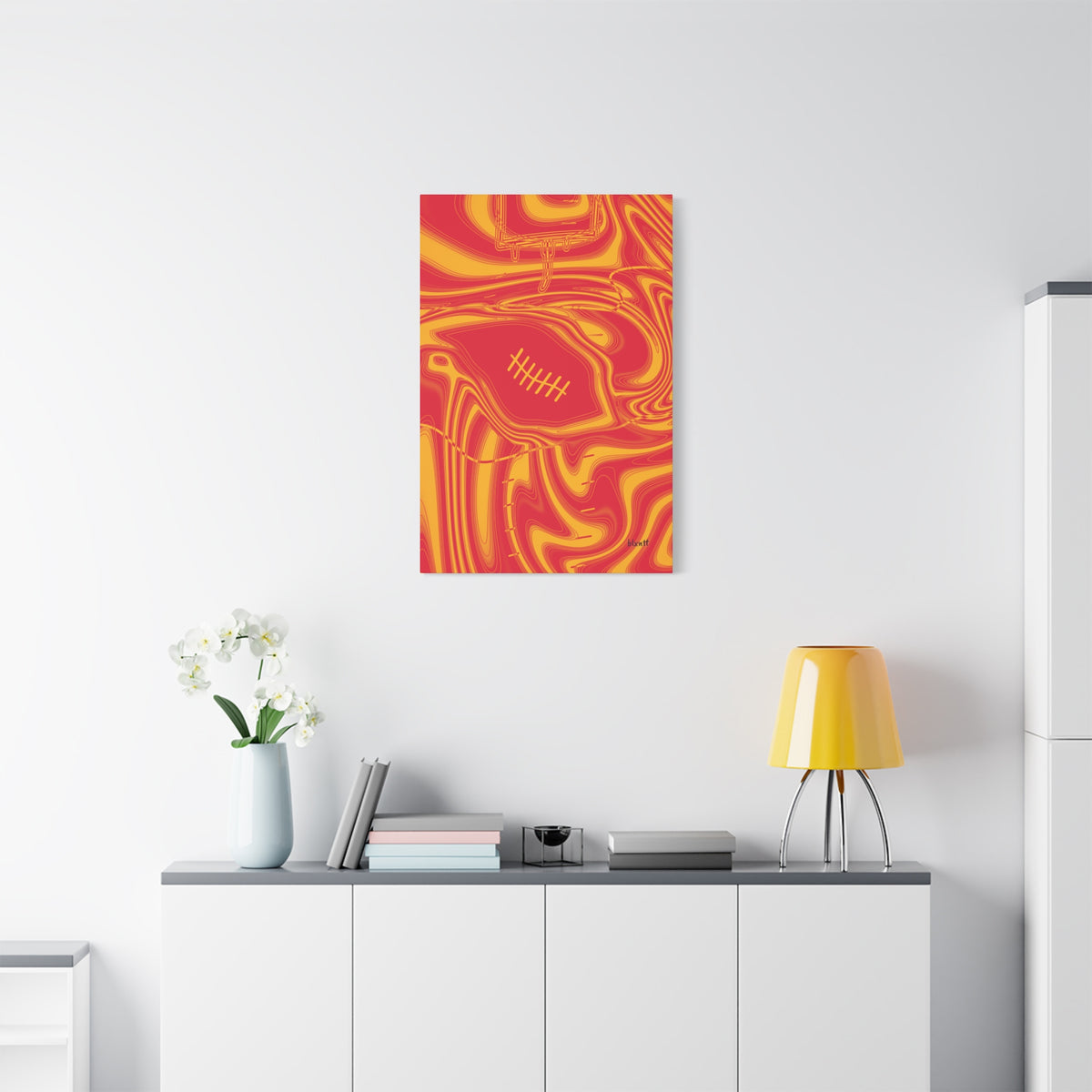 Red & Yellow Trippy Football Canvas