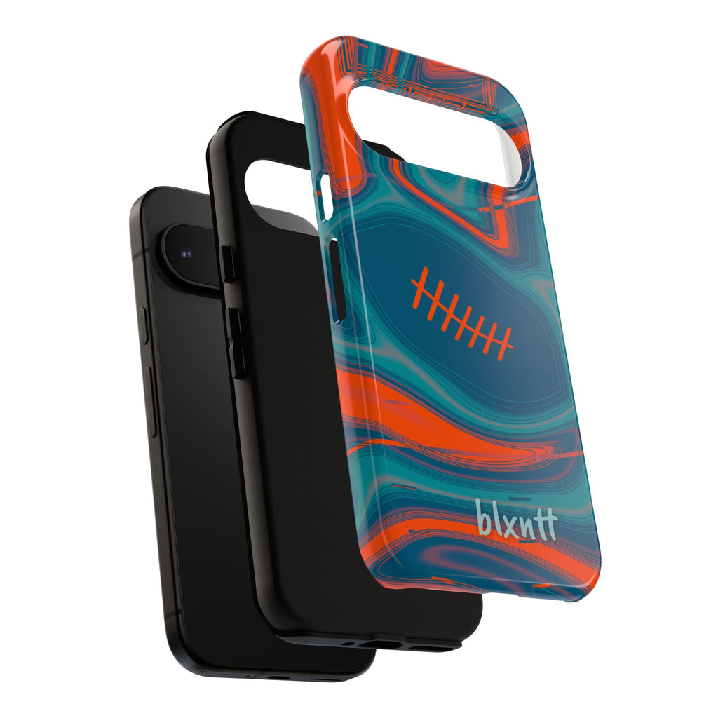 Aqua & Orange Trippy Football Phone Case