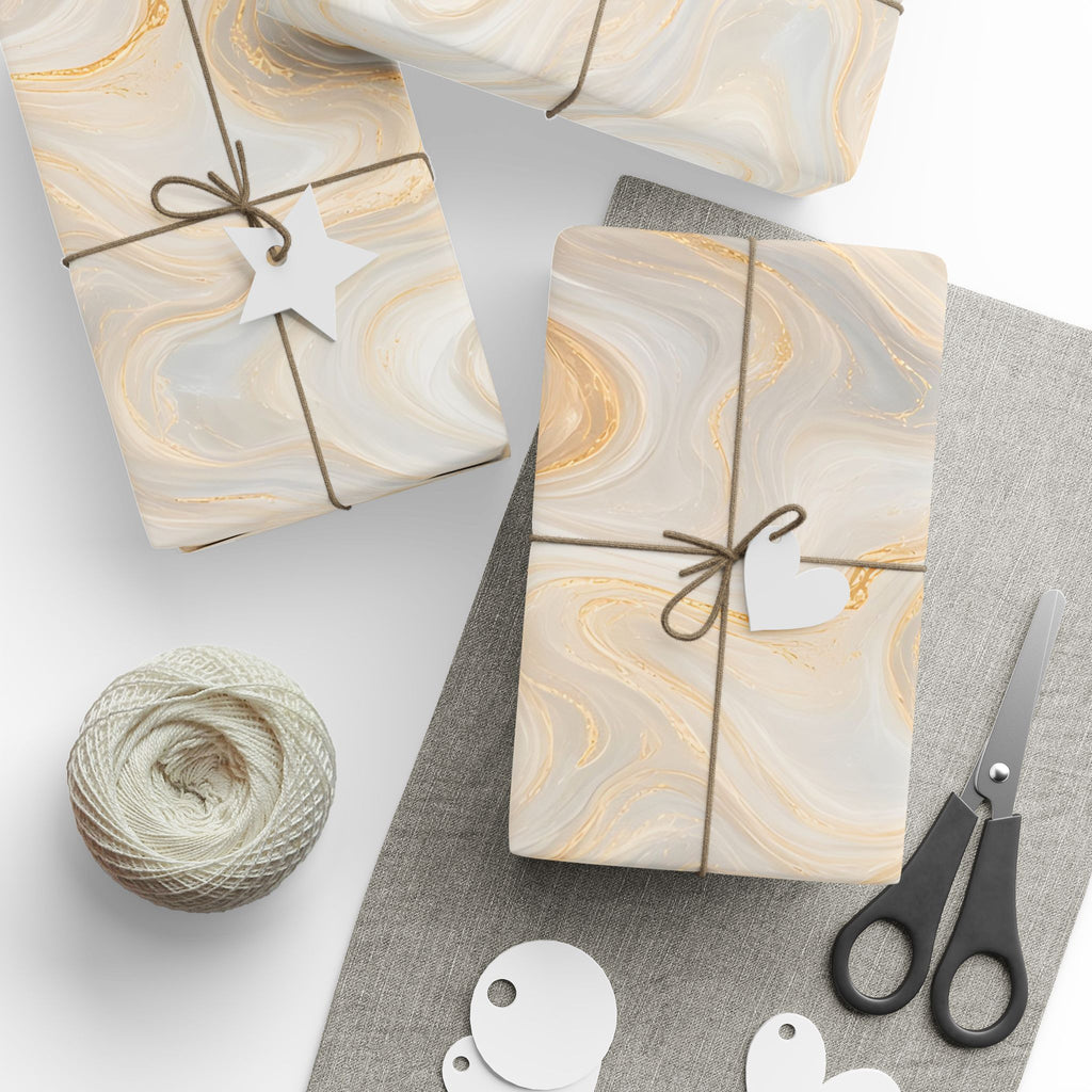 White & Gold Marble Wrapping Paper