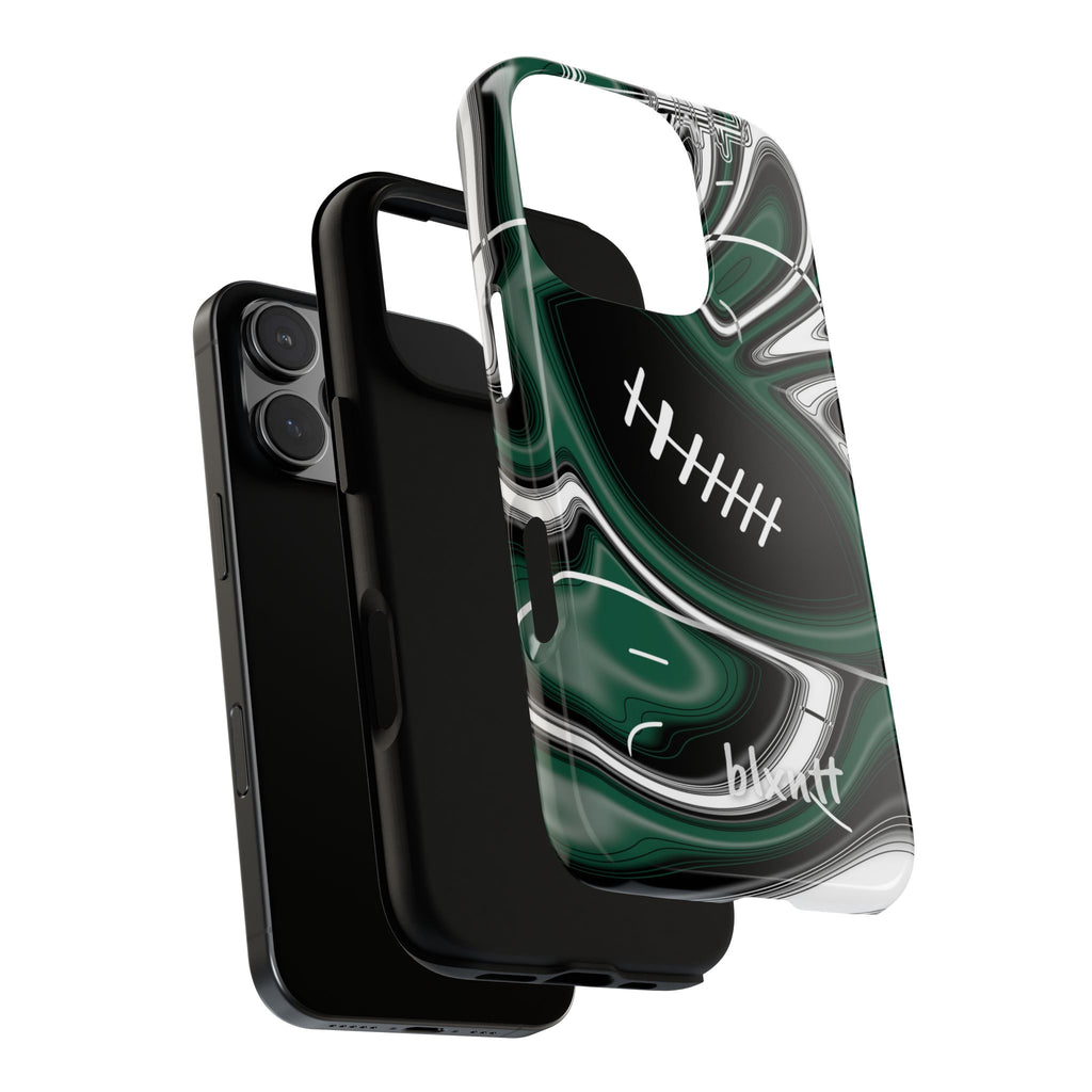 Hunter Green & White Trippy Football Phone Case