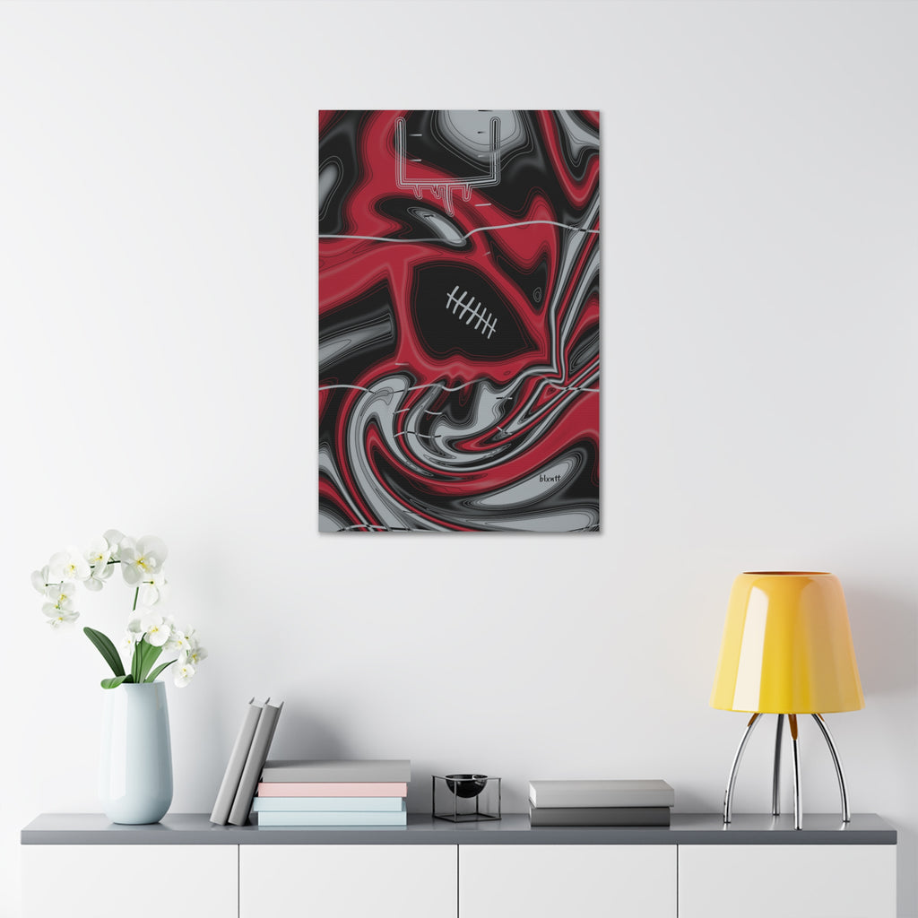 Red, Black & Silver Trippy Football Glossy Canvas