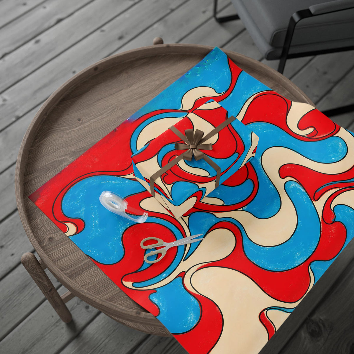 Fillmore Flow - Red, Cyan & Cream Wrapping Paper