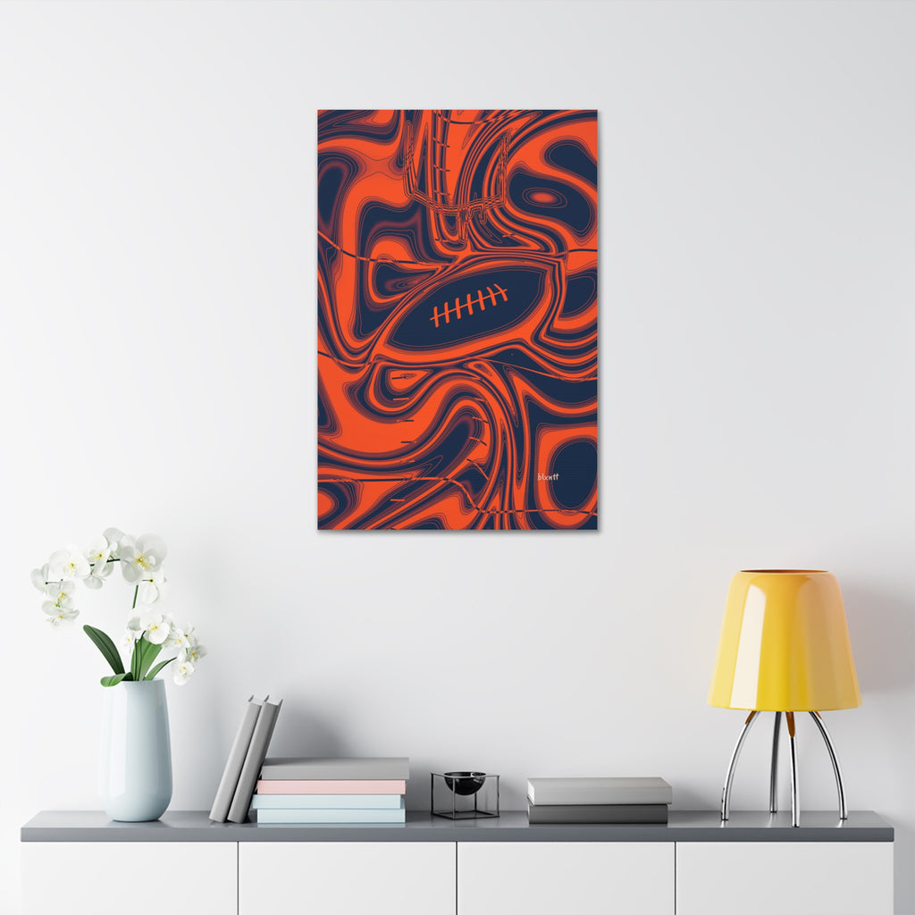 Orange & Navy Trippy Football Glossy Canvas