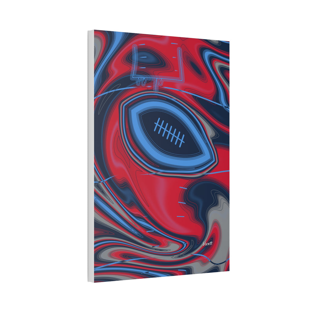 Navy, Light Blue & Red Trippy Football Glossy Canvas