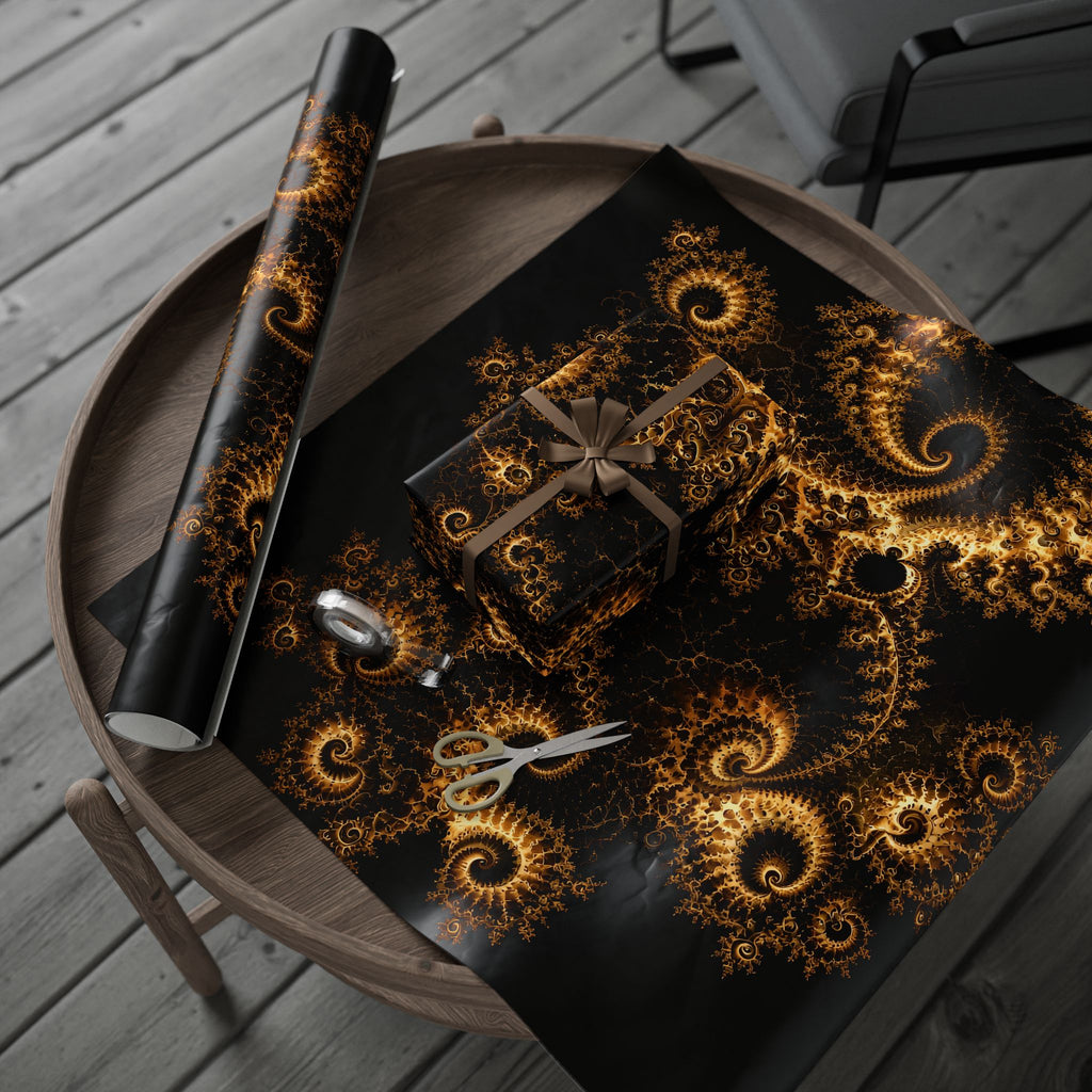 Copper Infinity - Gold on Black Wrapping Paper