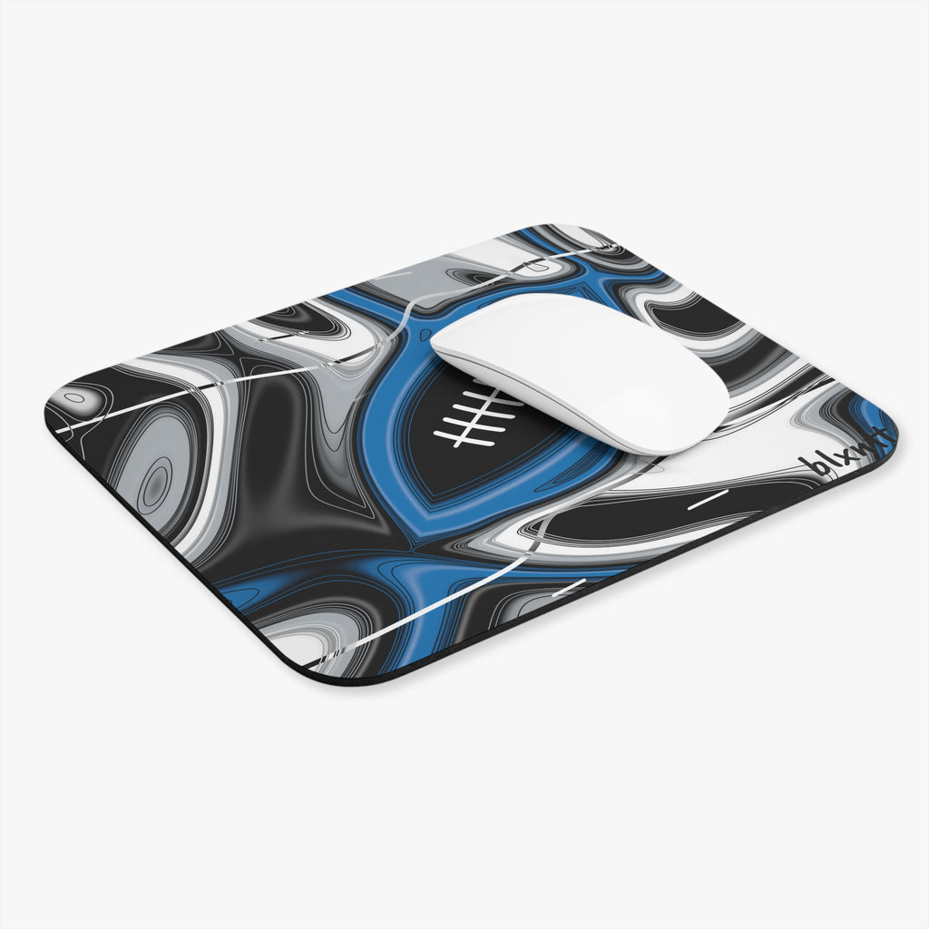 Bright Blue & Silver Trippy Football Mouse Pad
