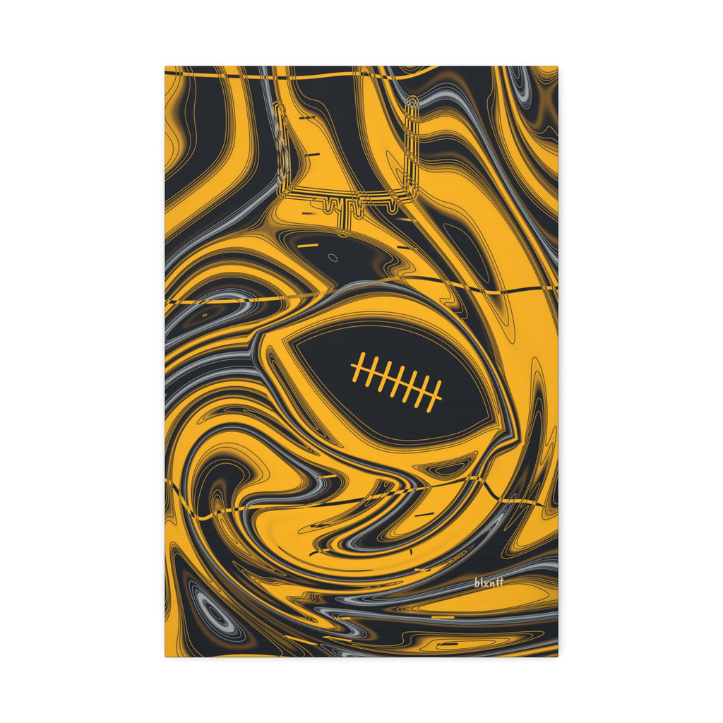 Black & Gold Trippy Football Glossy Canvas