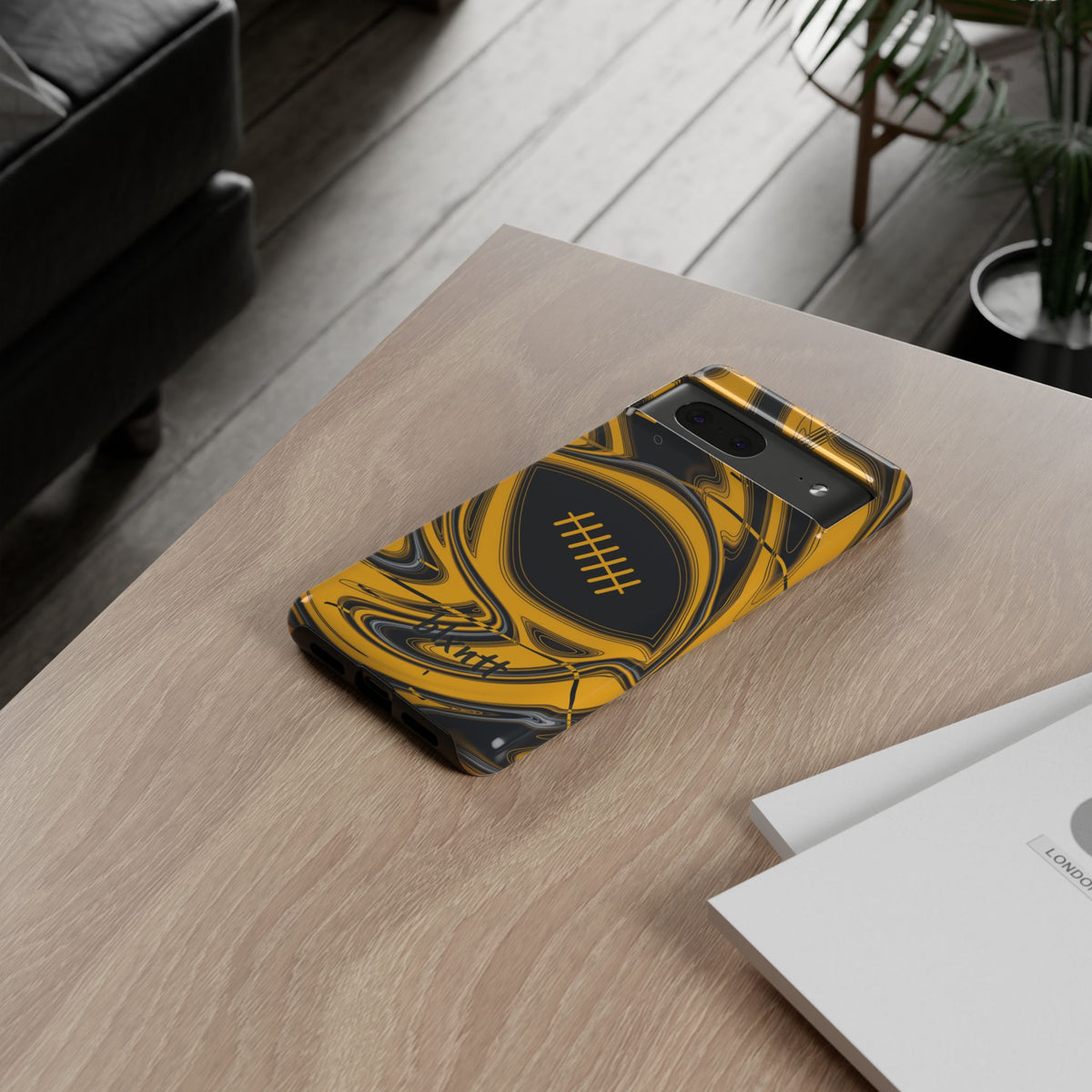 Black & Gold Trippy Football Phone Case