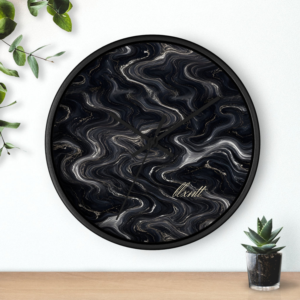 Black & Silver Marble Wall Clock