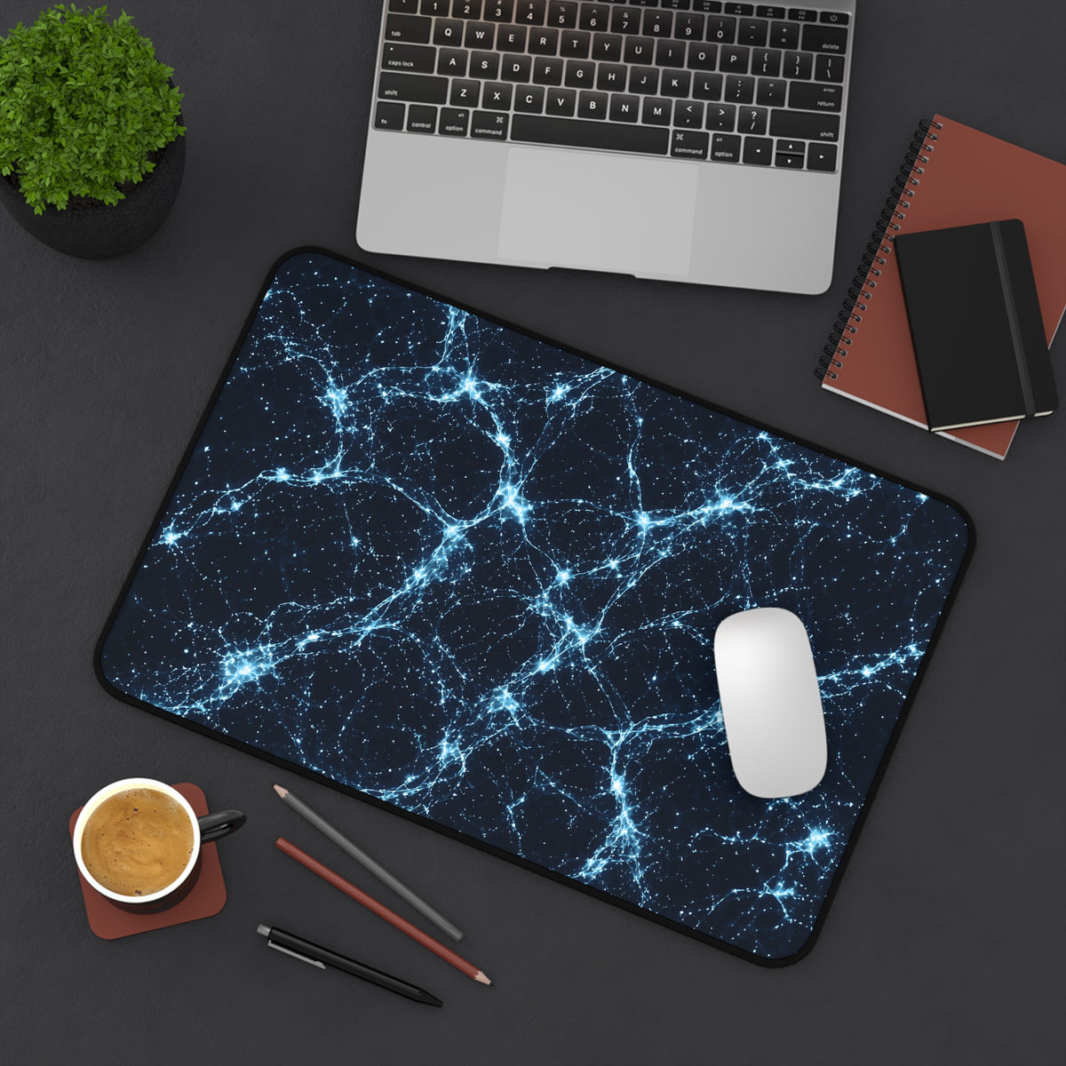 Neon Mycelium - Ice Crystal Desk Mat