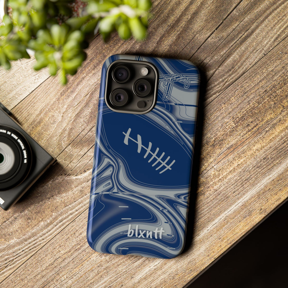 Blue & Gray Trippy Football Phone Case
