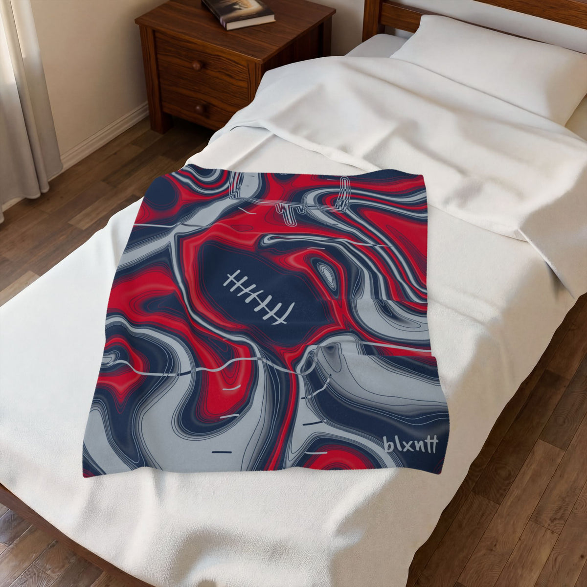 Navy, Red & Silver Trippy Football Blanket