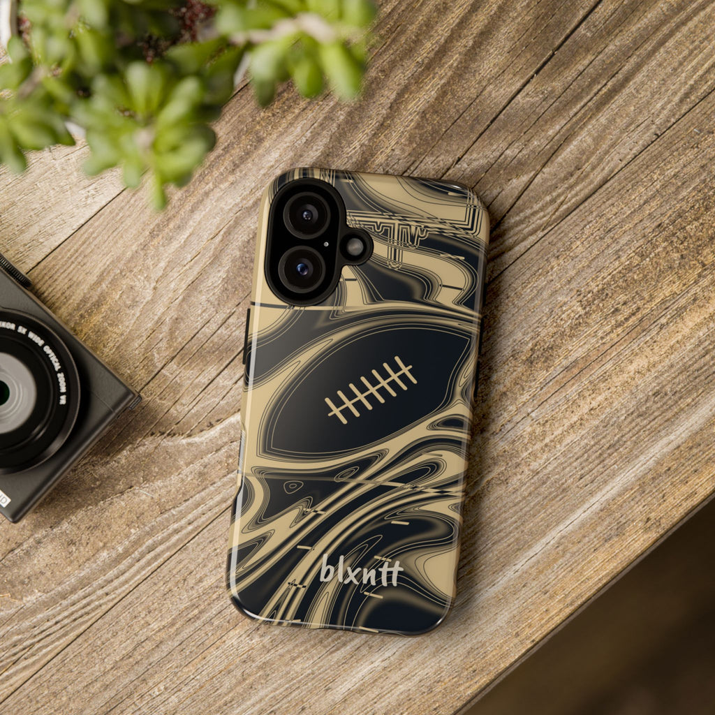 Old Gold & Black Trippy Football Phone Case