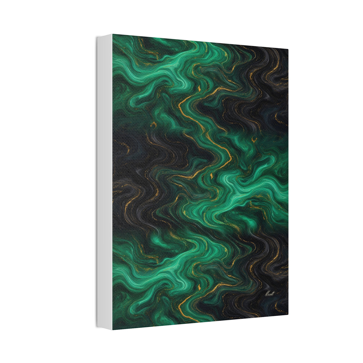 Emerald & Black Marble Glossy Canvas