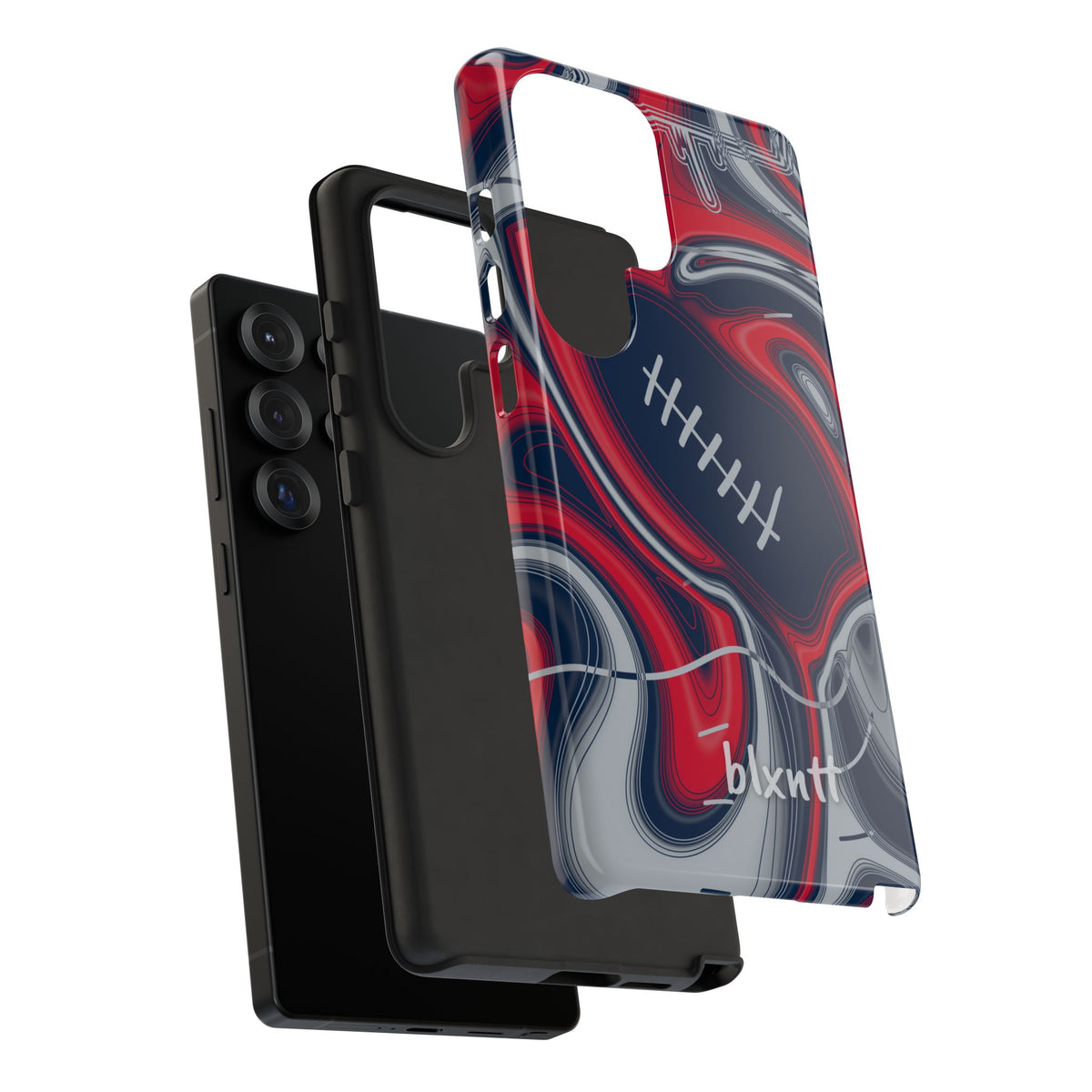 Navy, Red & Silver Trippy Football Phone Case