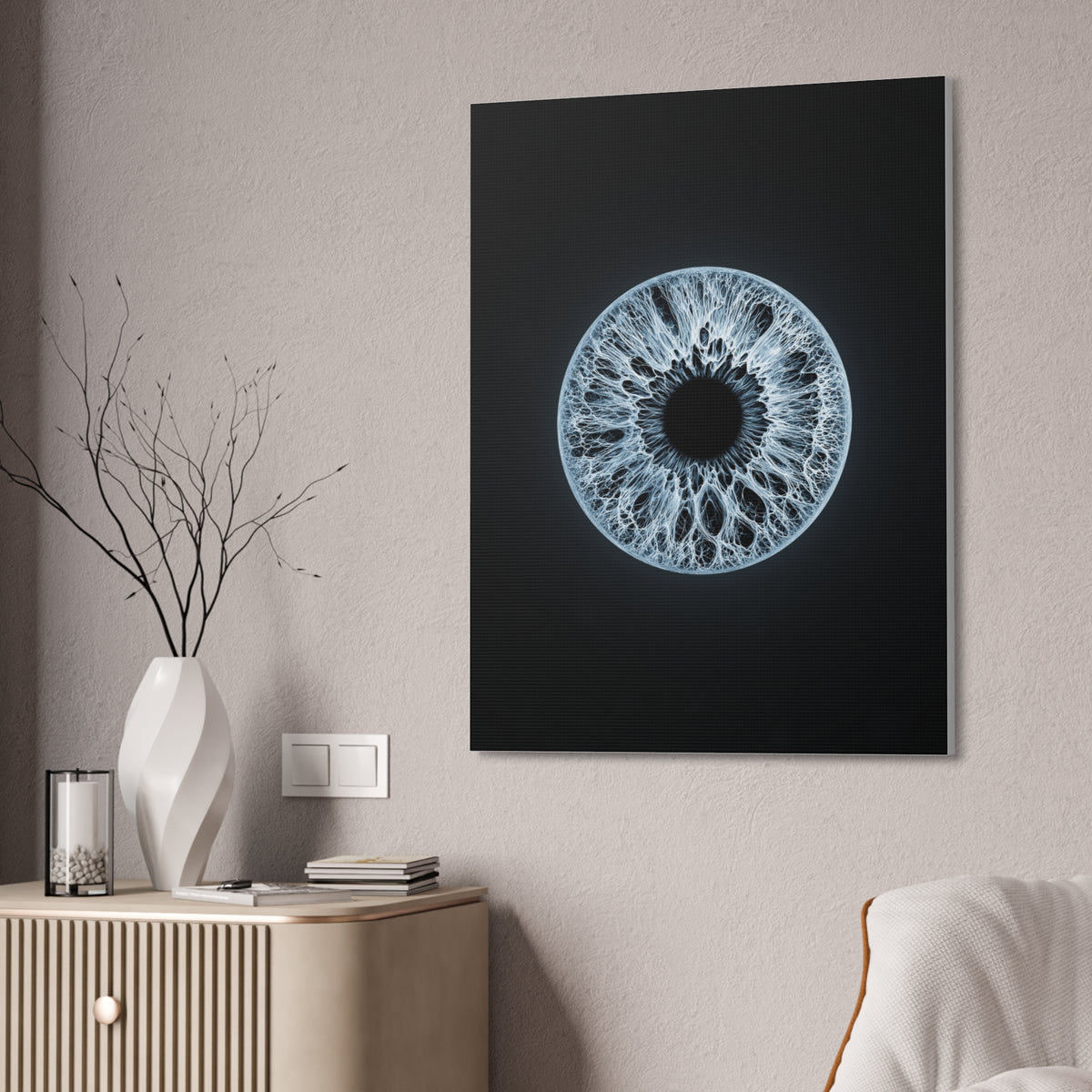 BLXNTT Iris – Lace Web Ice Blue Glossy Canvas