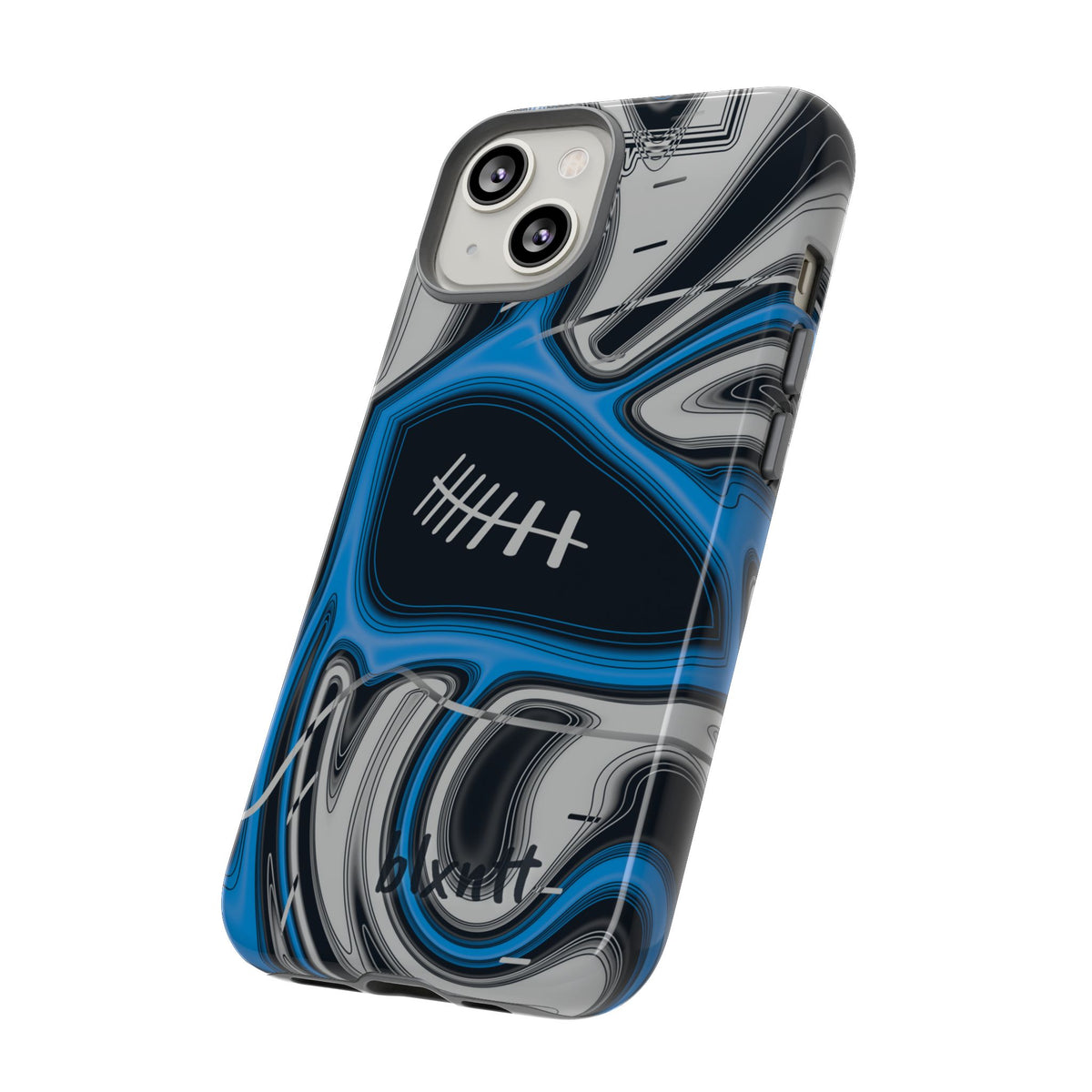 Sky Blue, Black & Silver Trippy Football Phone Case
