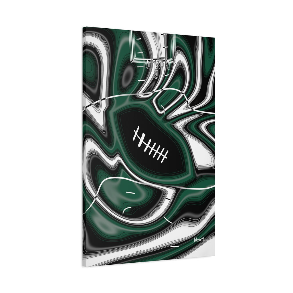 Hunter Green & White Trippy Football Canvas