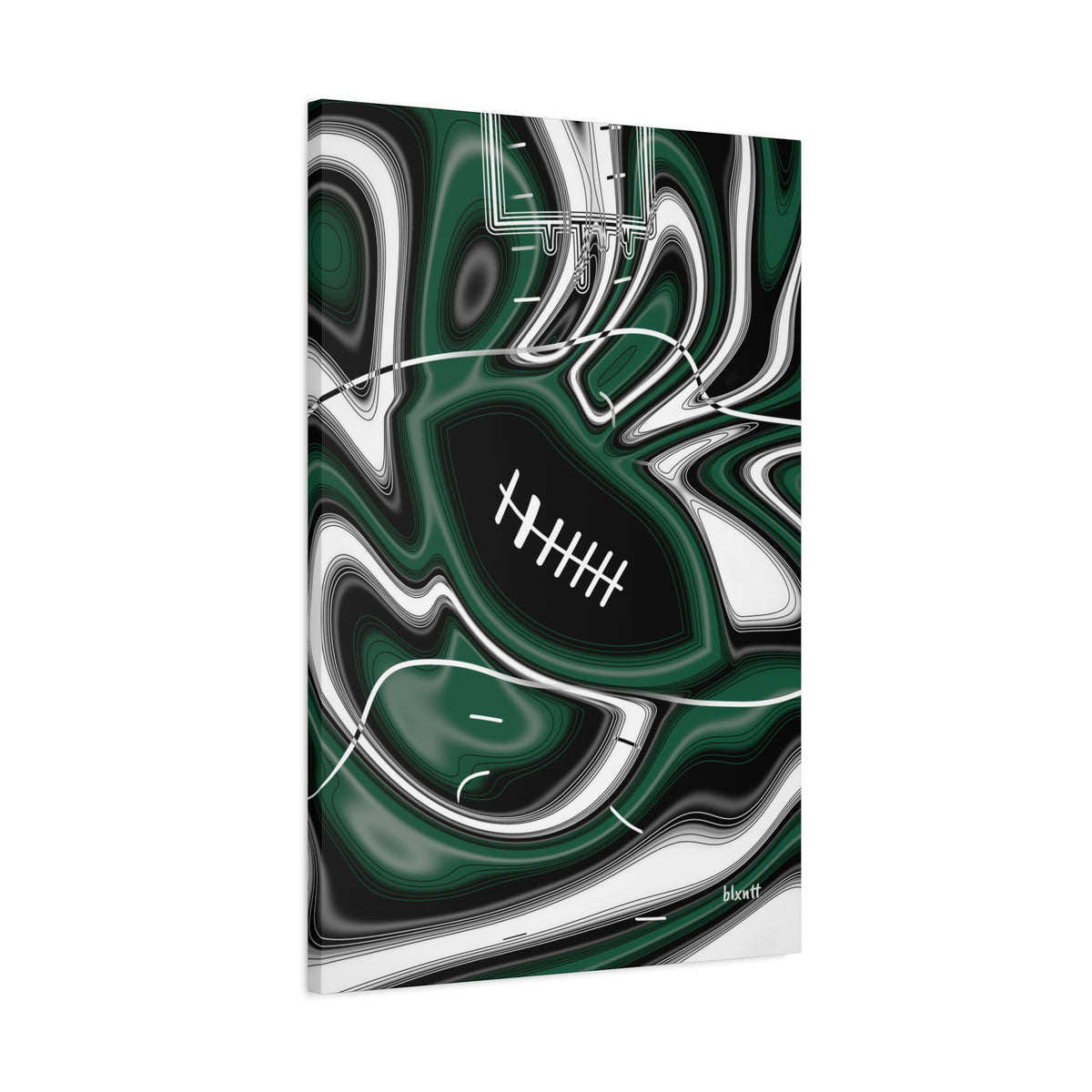 Hunter Green & White Trippy Football Canvas