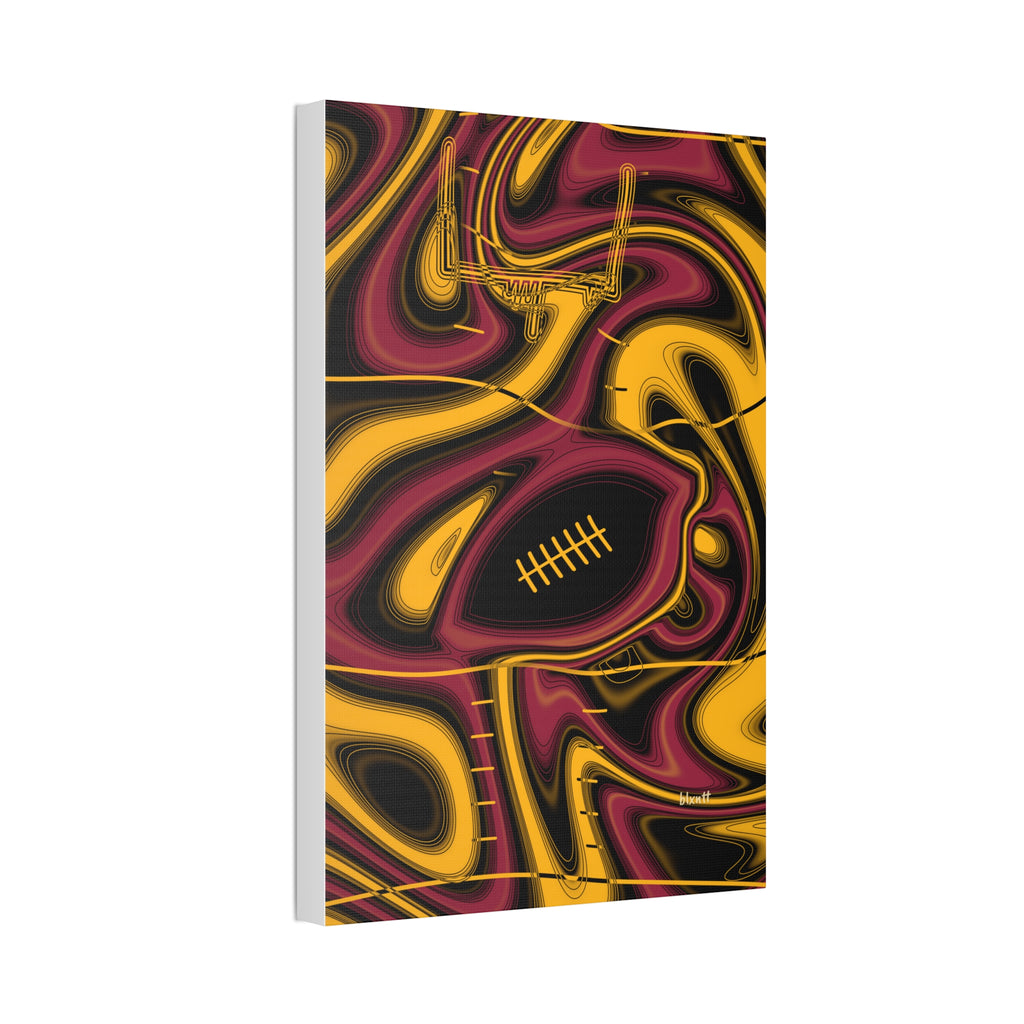 Cardinal Red, Black & Gold Trippy Football Glossy Canvas