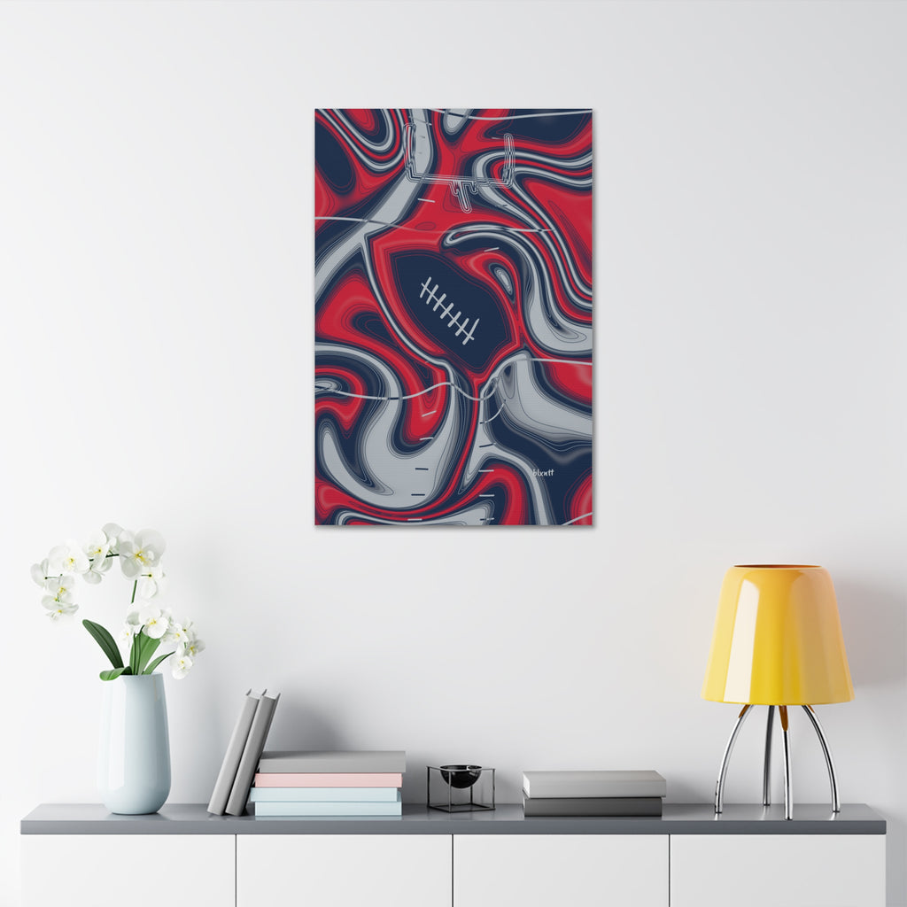 Navy, Red & Silver Trippy Football Glossy Canvas