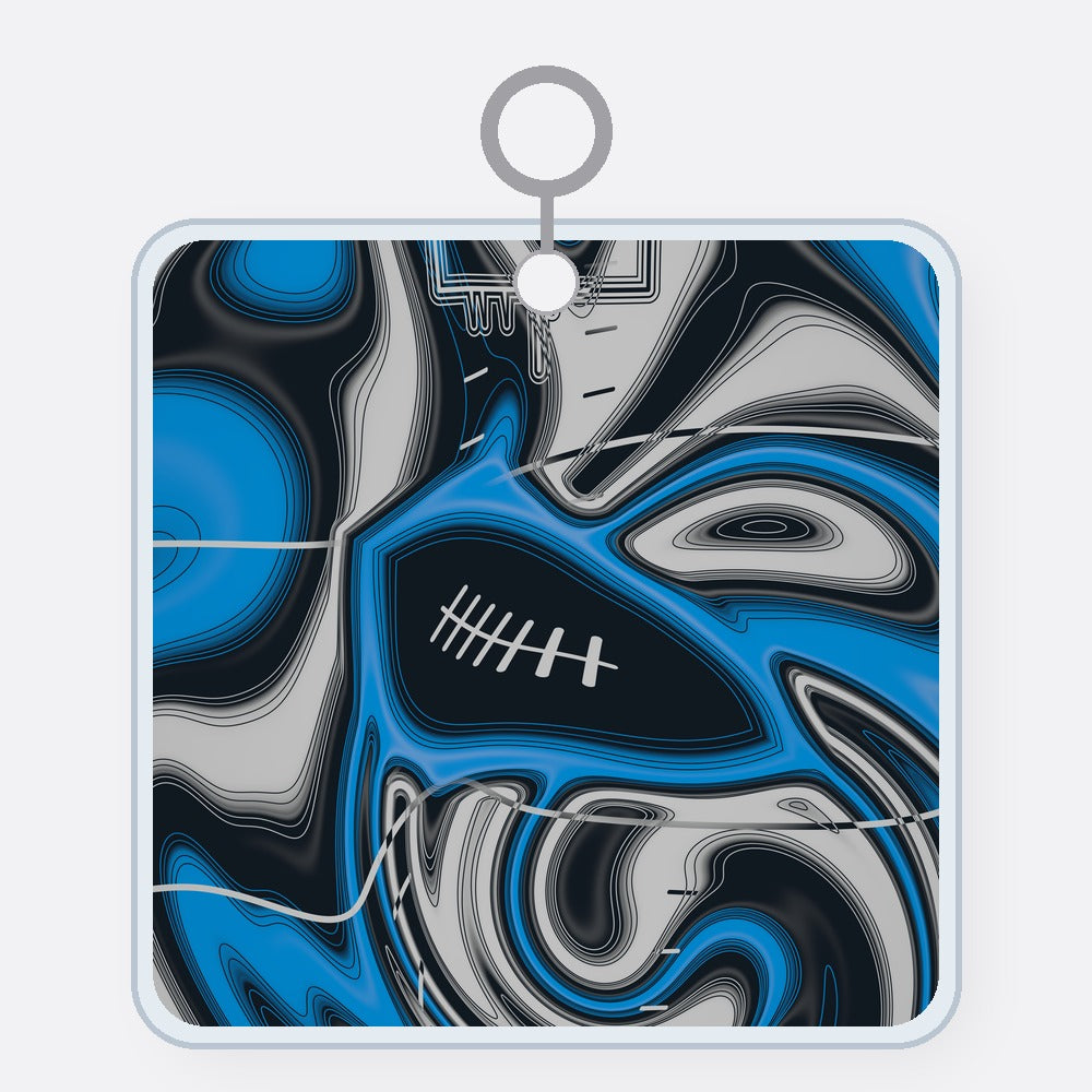 Sky Blue, Black & Silver Trippy Football Acrylic Keychain
