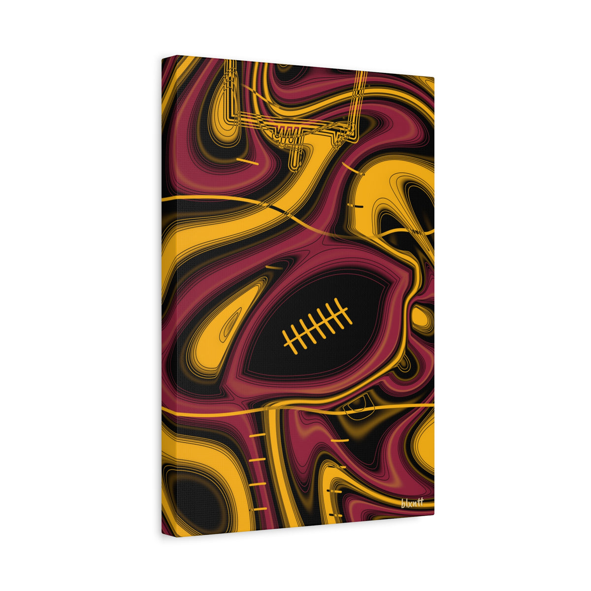 Cardinal Red, Black & Gold Trippy Football Canvas