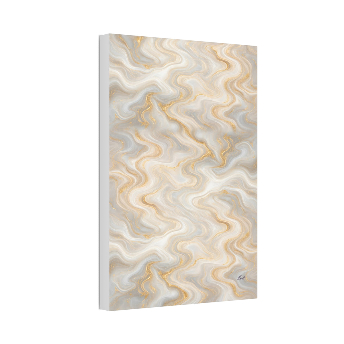 White & Gold Marble Glossy Canvas