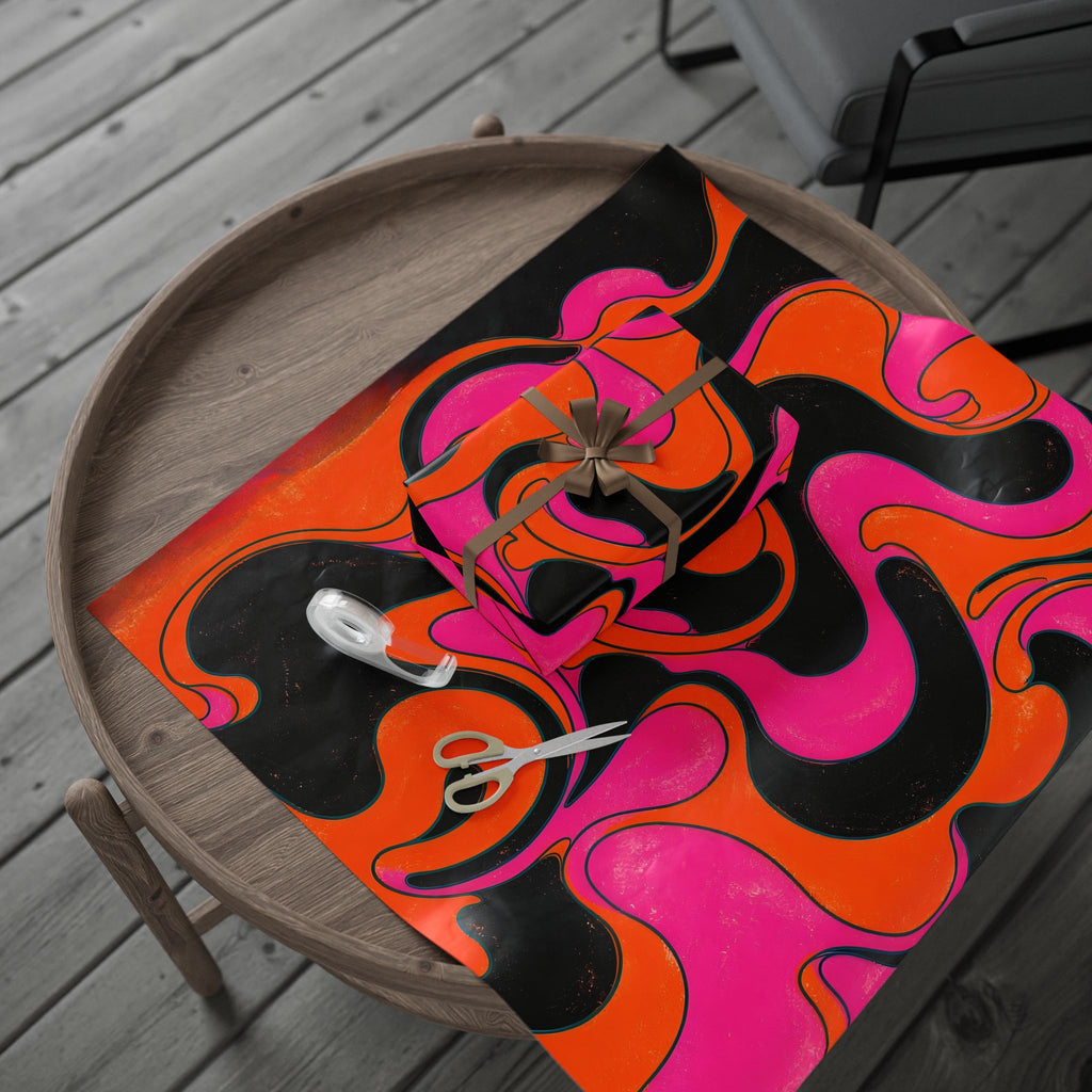 Fillmore Flow - Neon Orange & Magenta Wrapping Paper