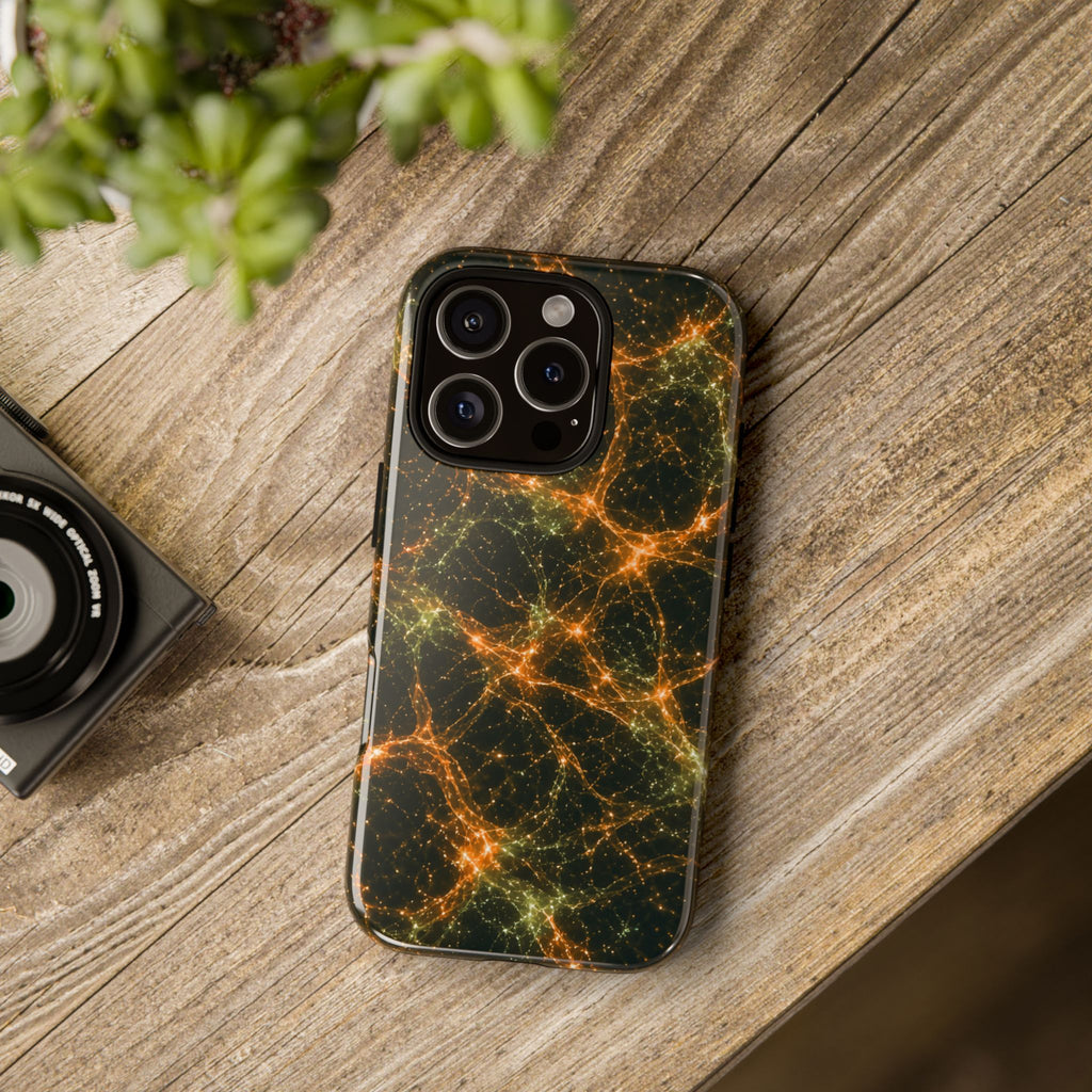 Neon Mycelium - Electric Tangerine Teal Phone Case