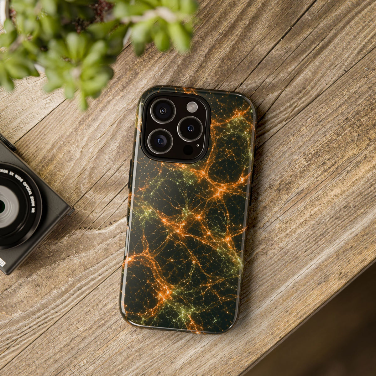 Neon Mycelium - Electric Tangerine Teal Phone Case
