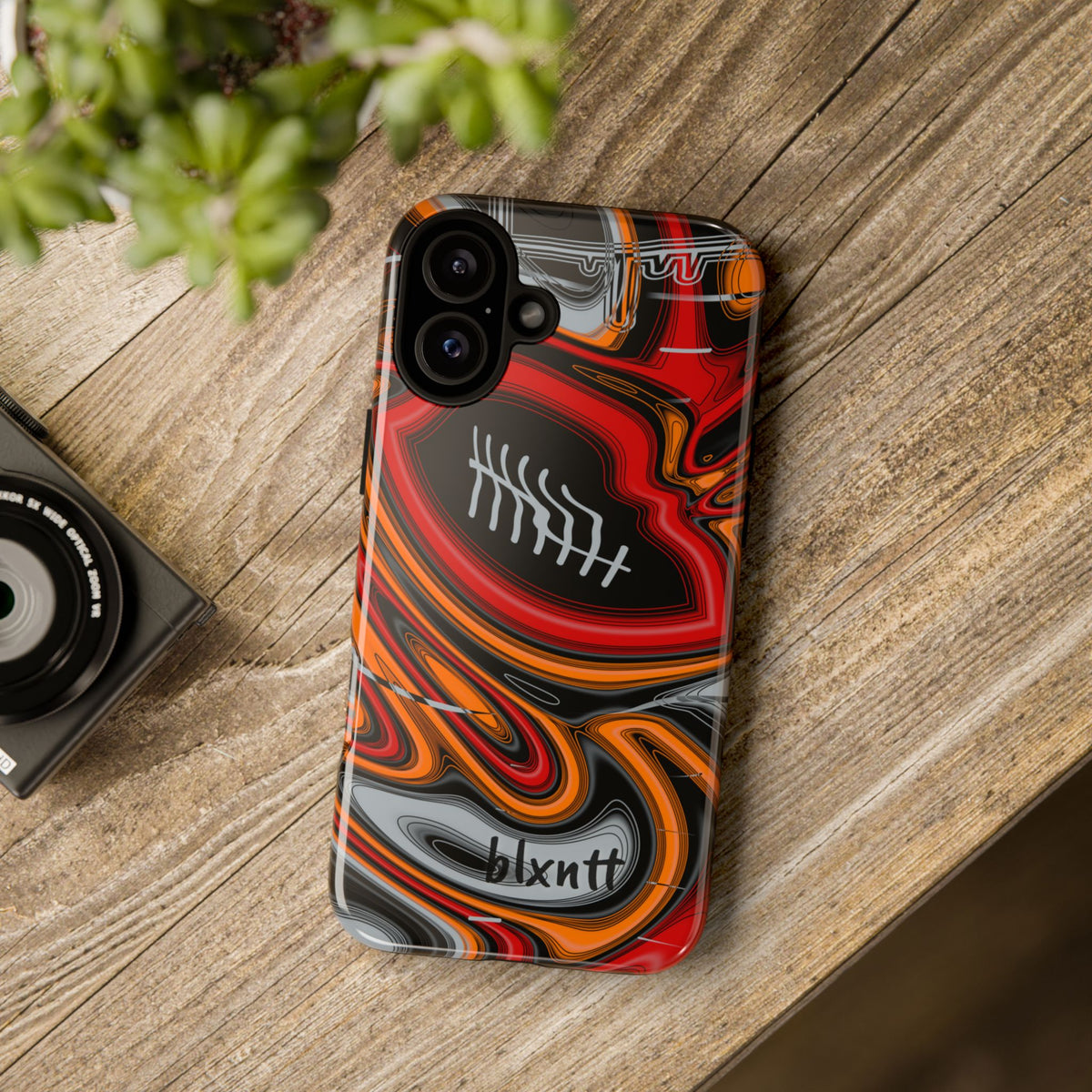 Red, Orange & Pewter Trippy Football Phone Case