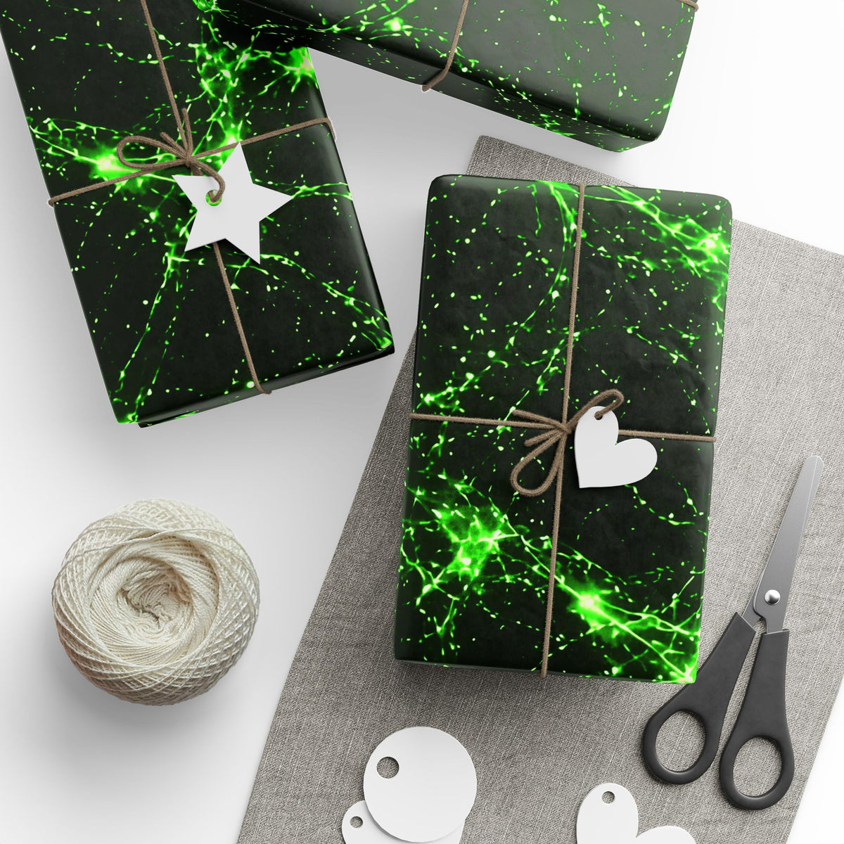 Neon Mycelium - Toxic Lime Wrapping Paper