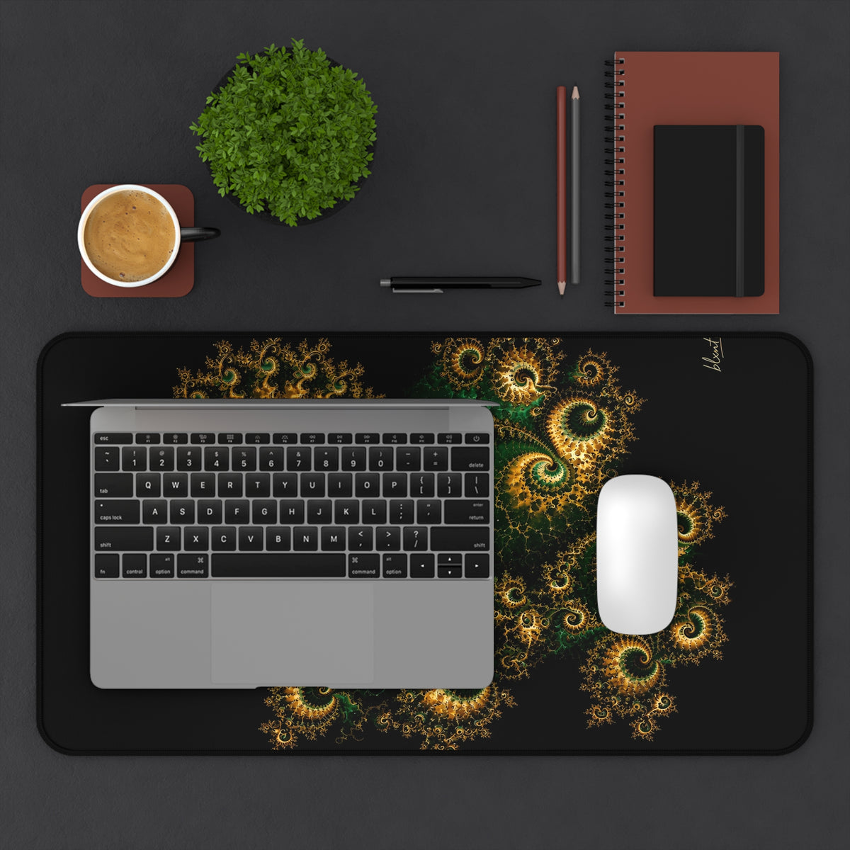 Copper Infinity - Emerald & Gold Desk Mat
