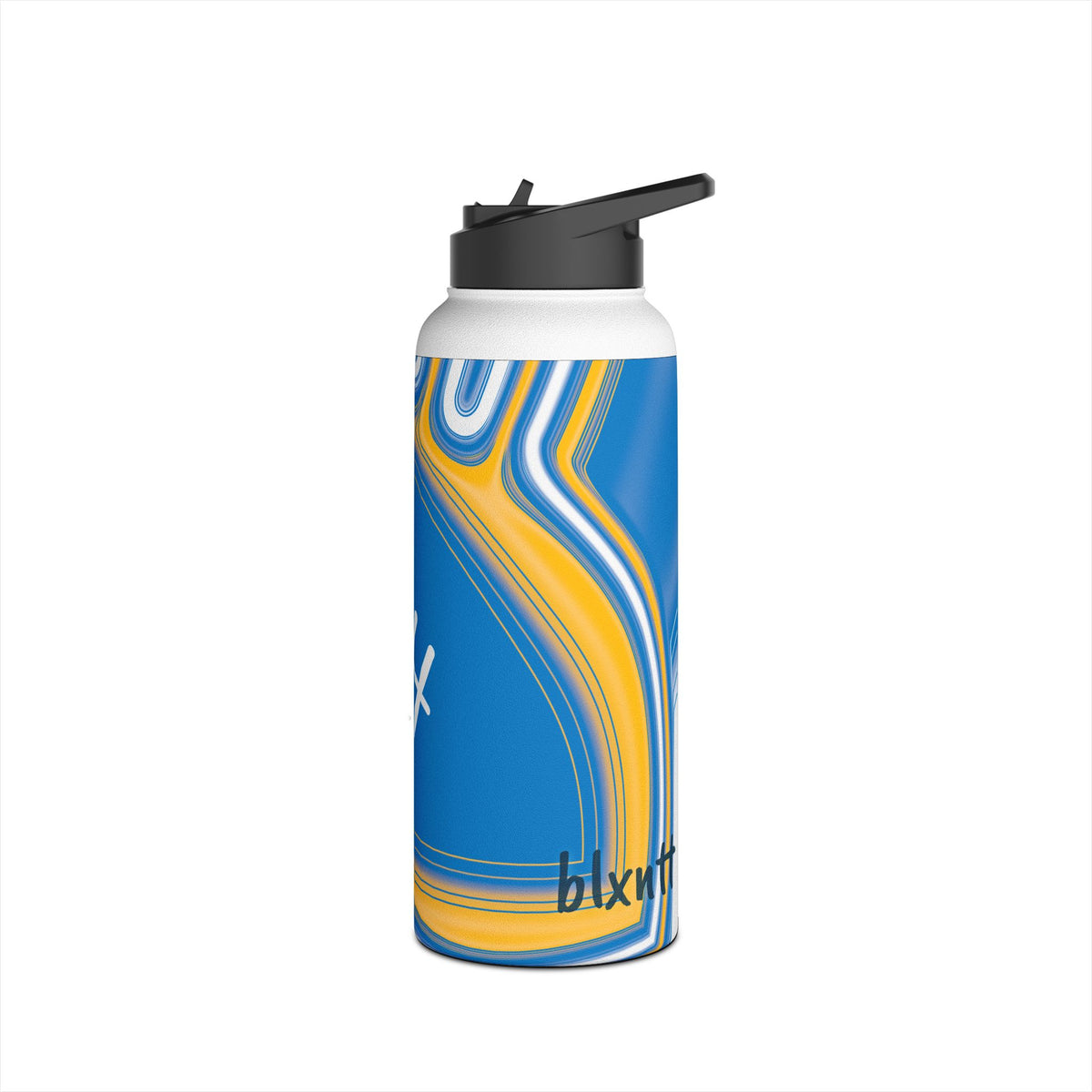 Powder Blue & Gold Trippy Football Water Bottle