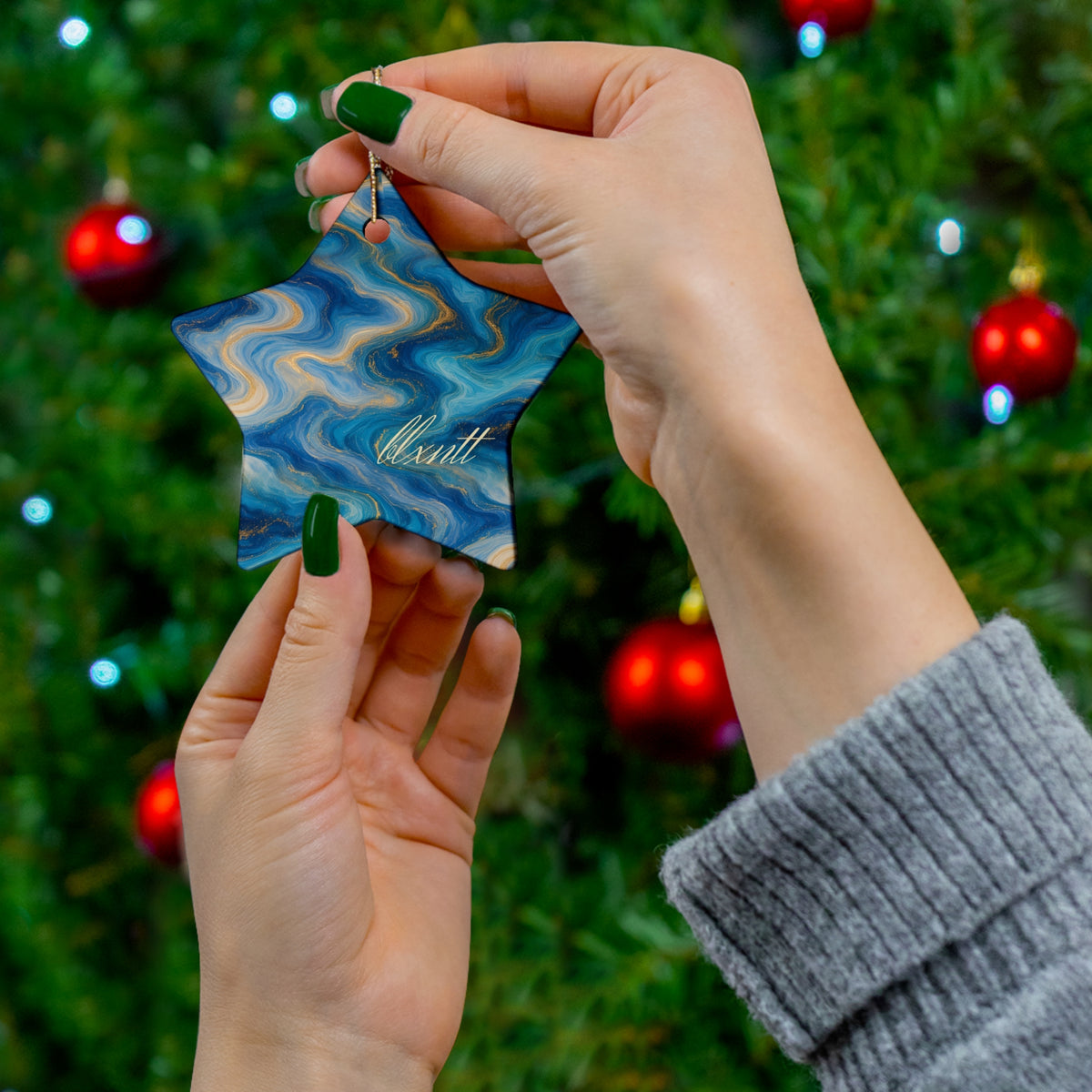 Ocean Blue Marble Ornament