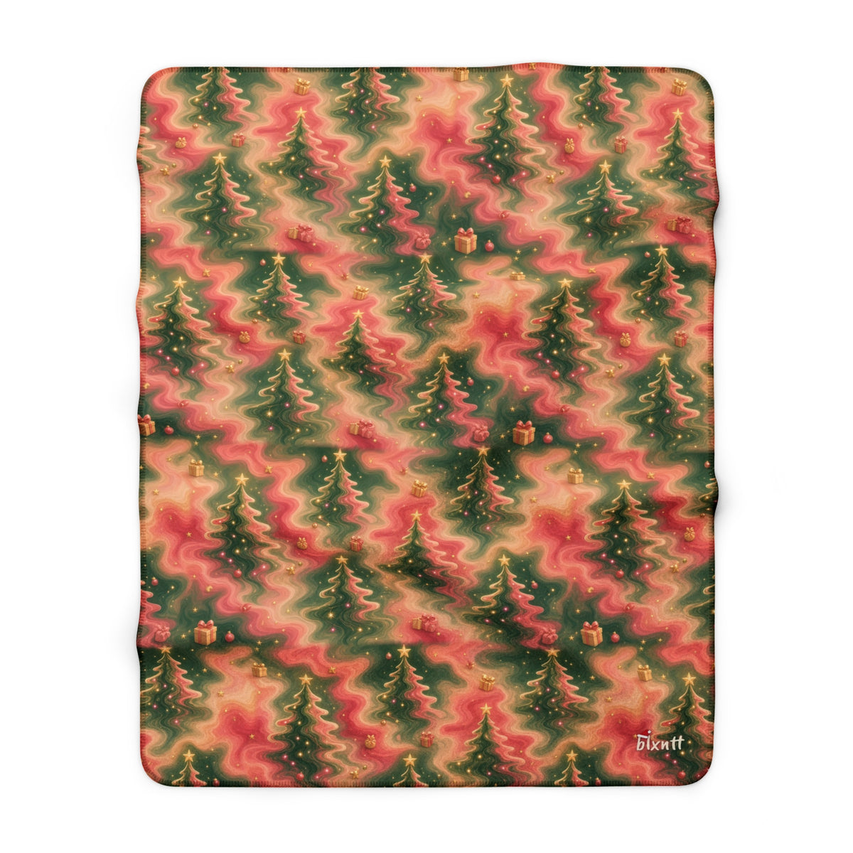 Trees Trippy Christmas Sherpa Blanket