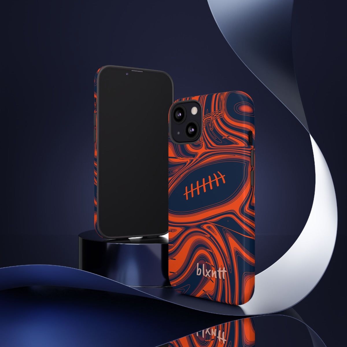 Orange & Navy Trippy Football Phone Case