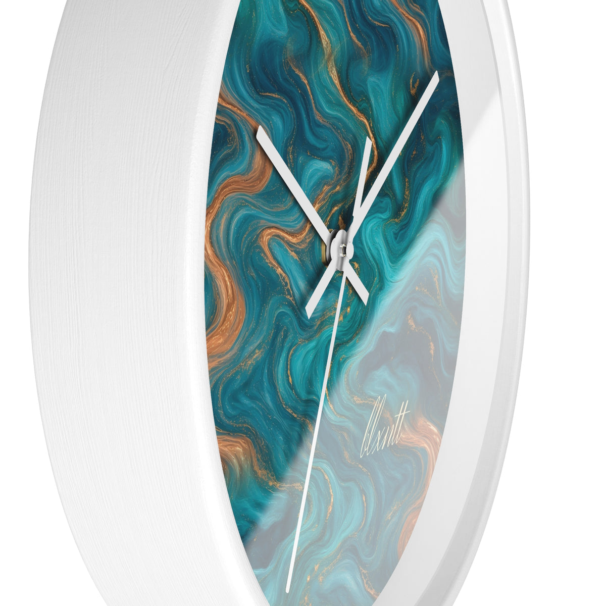Turquoise & Copper Marble Wall Clock