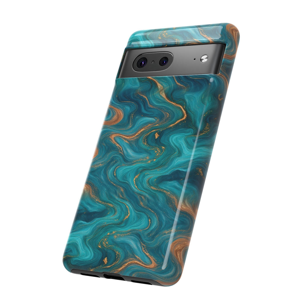 Turquoise & Copper Marble Phone Case