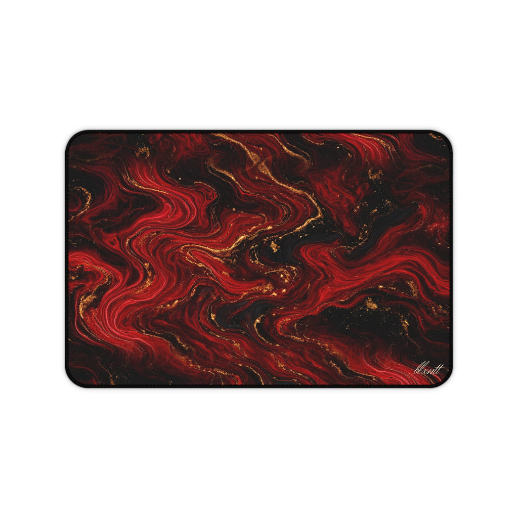 Red & Black Marble Desk Mat