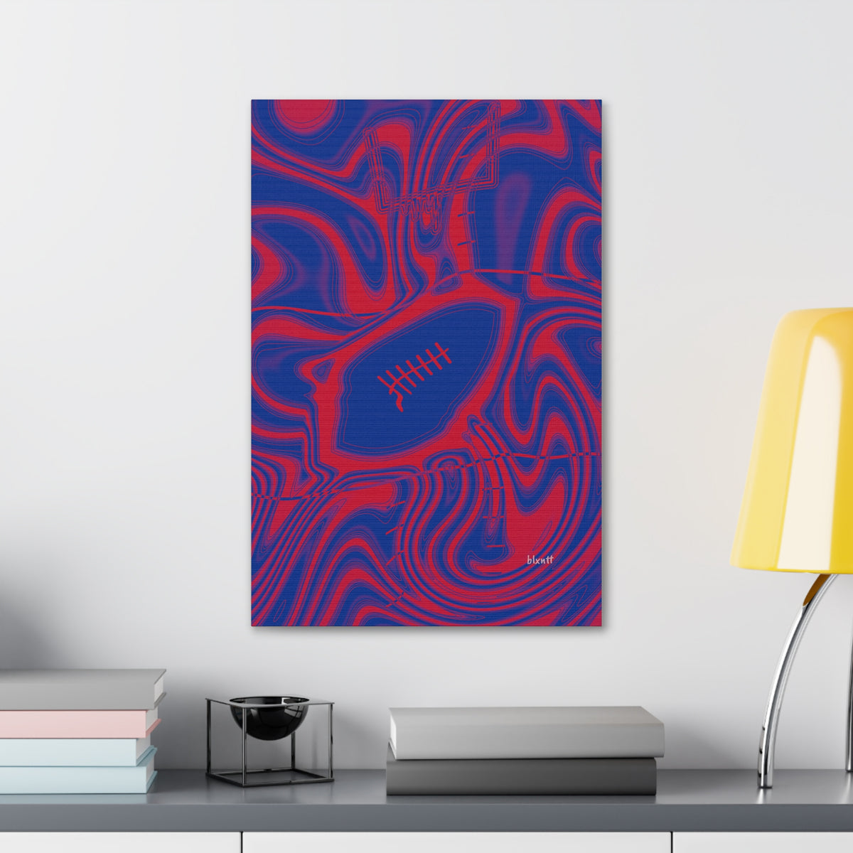 Royal Blue & Red Trippy Football Glossy Canvas
