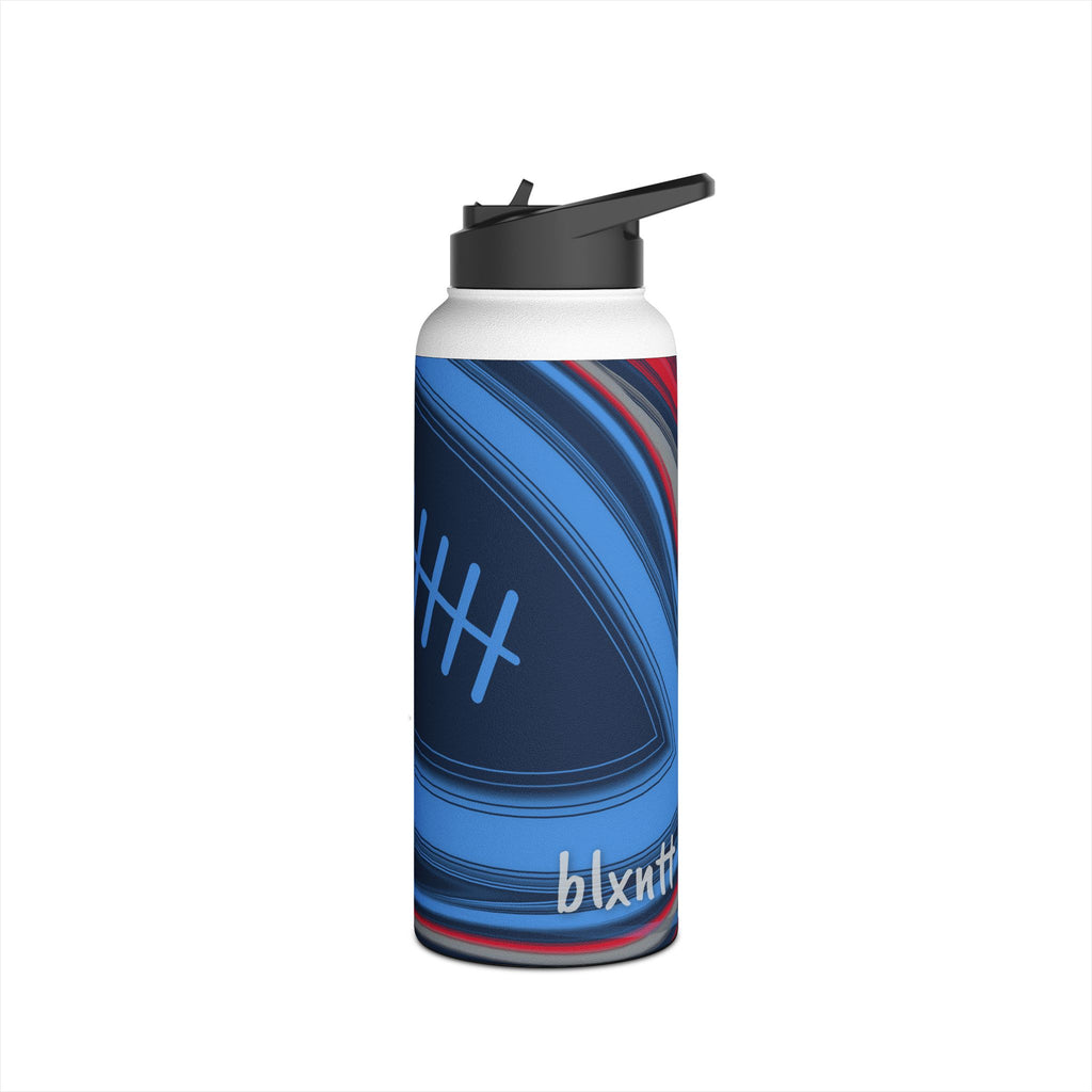 Navy, Light Blue & Red Trippy Football Water Bottle