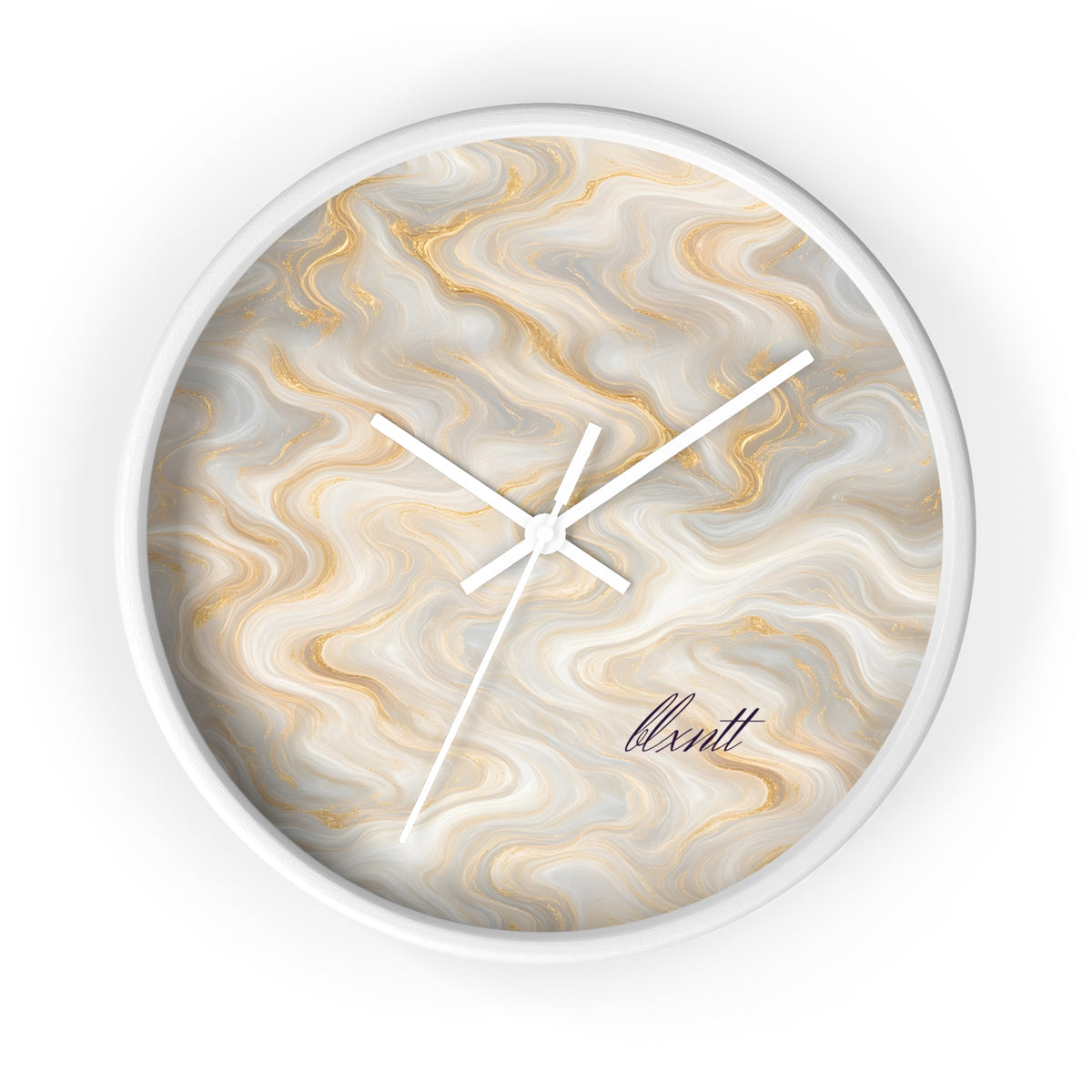 White & Gold Marble Wall Clock