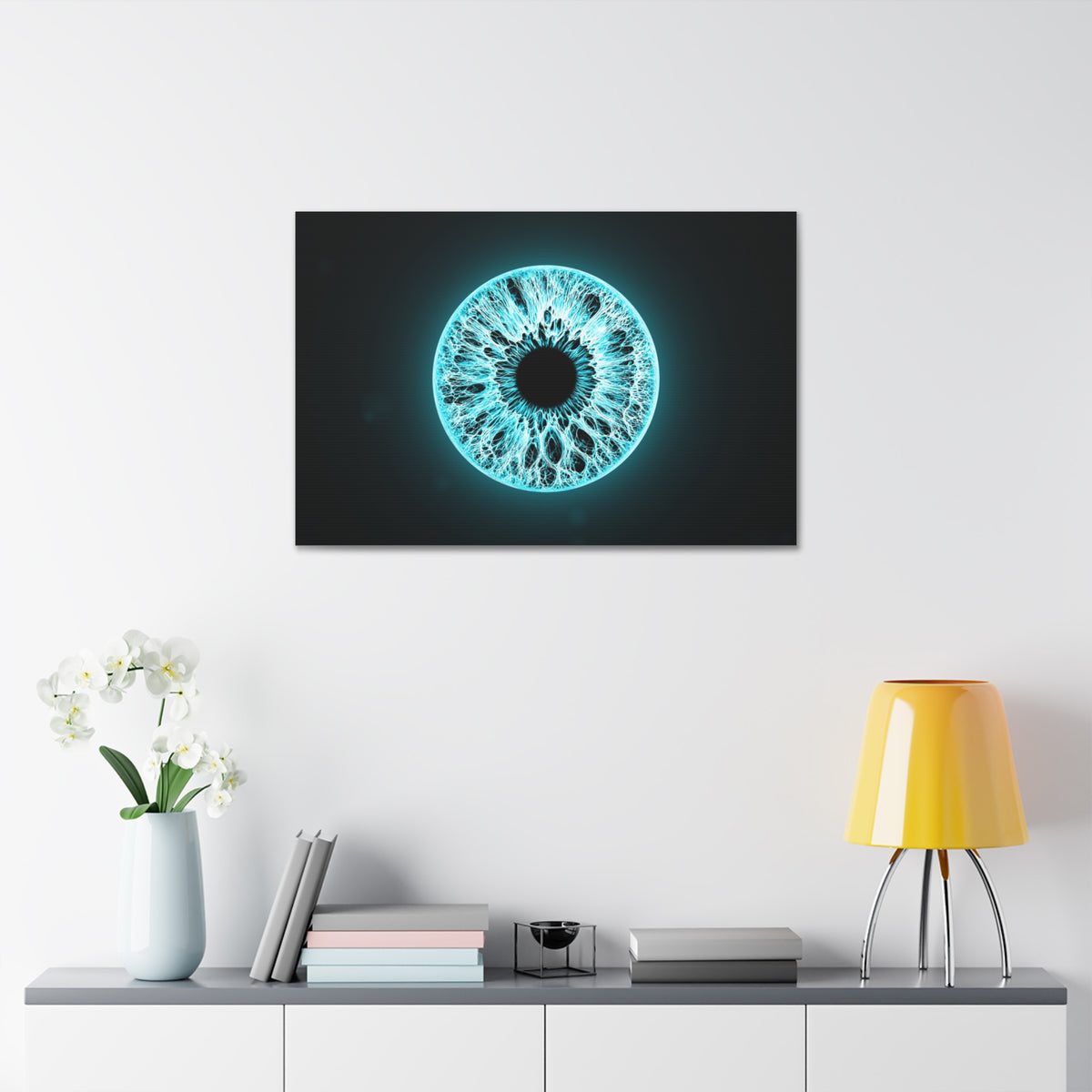 BLXNTT Iris – Lace Web Electric Cyan Glossy Canvas