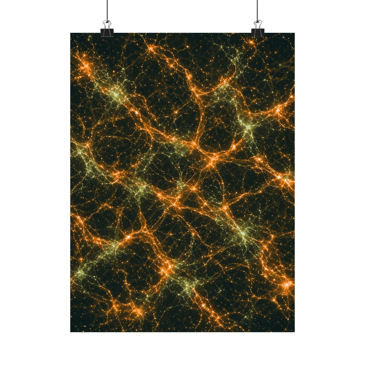 Neon Mycelium - Electric Tangerine Teal Poster