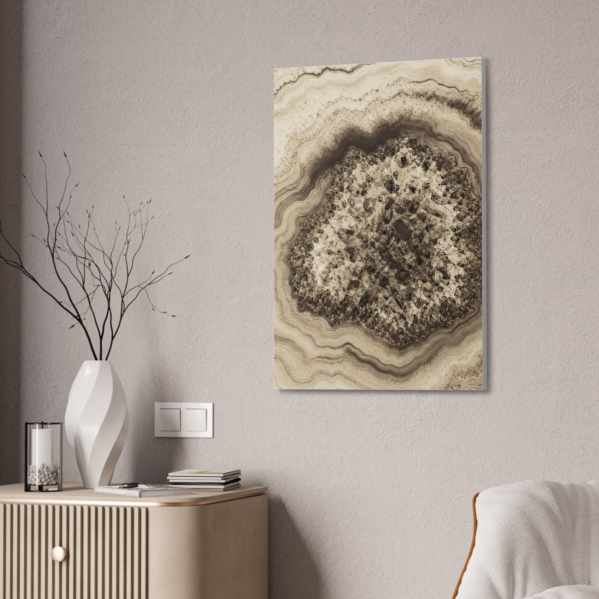 Geode Core - Ink on Paper Glossy Canvas